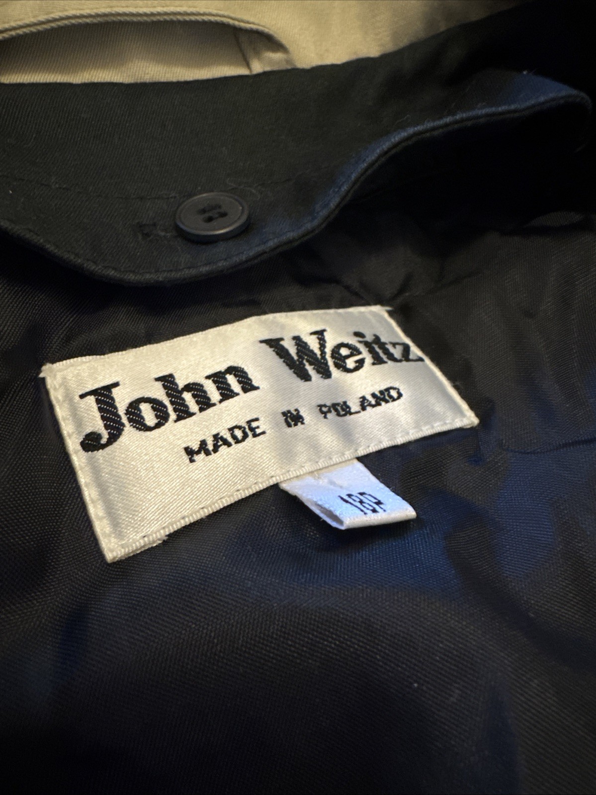 John Weitz Black Trench Thin Insulate Size 18 Petite Made in Poland