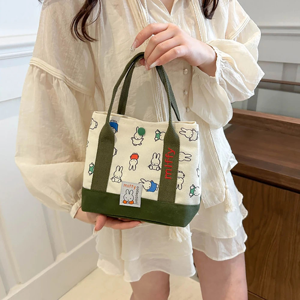Miffy Cute Cartoon Rabbit Canvas Handbag Embroidery Fashion Multifunctional Bag