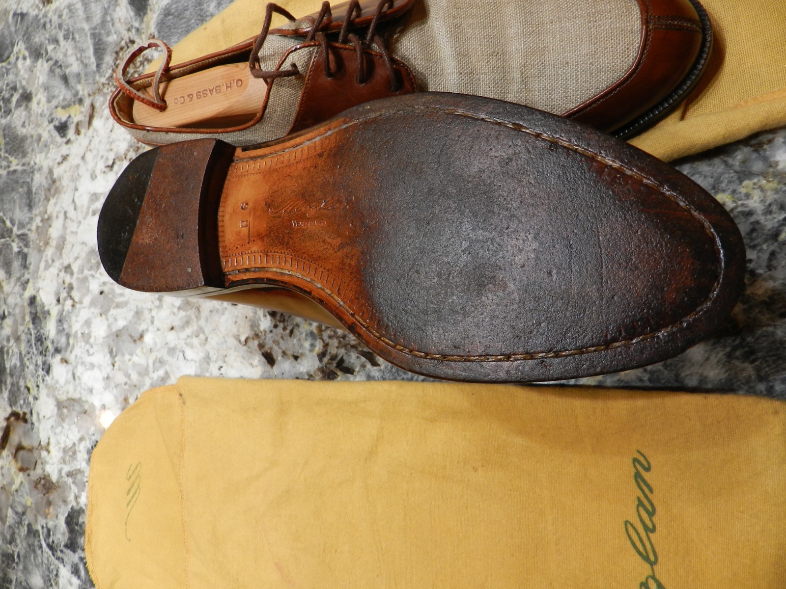 RARE Mezlan Naples brown men’s shoes with linen trim