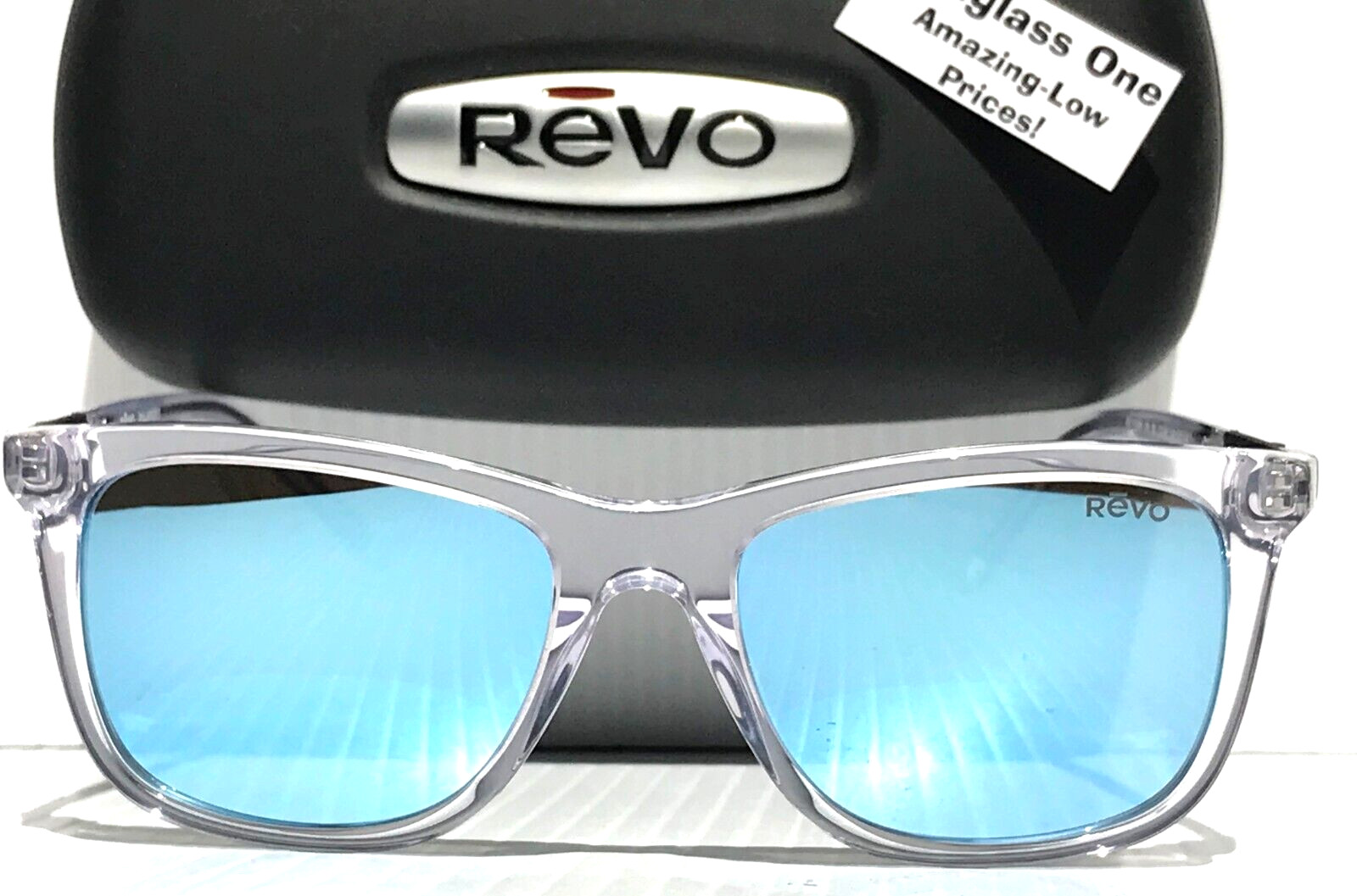 NEW REVO COVE Shiny Crystal Clear POLARIZED Blue Lens Sunglass 1164N 09 BL