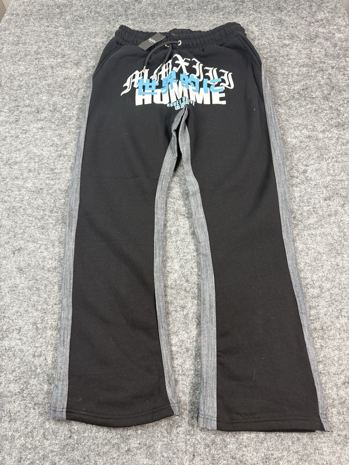 Boohoo Sweatpants Mens XL Japanese Kanji Bootcut Hip Hop Street Joggers N58
