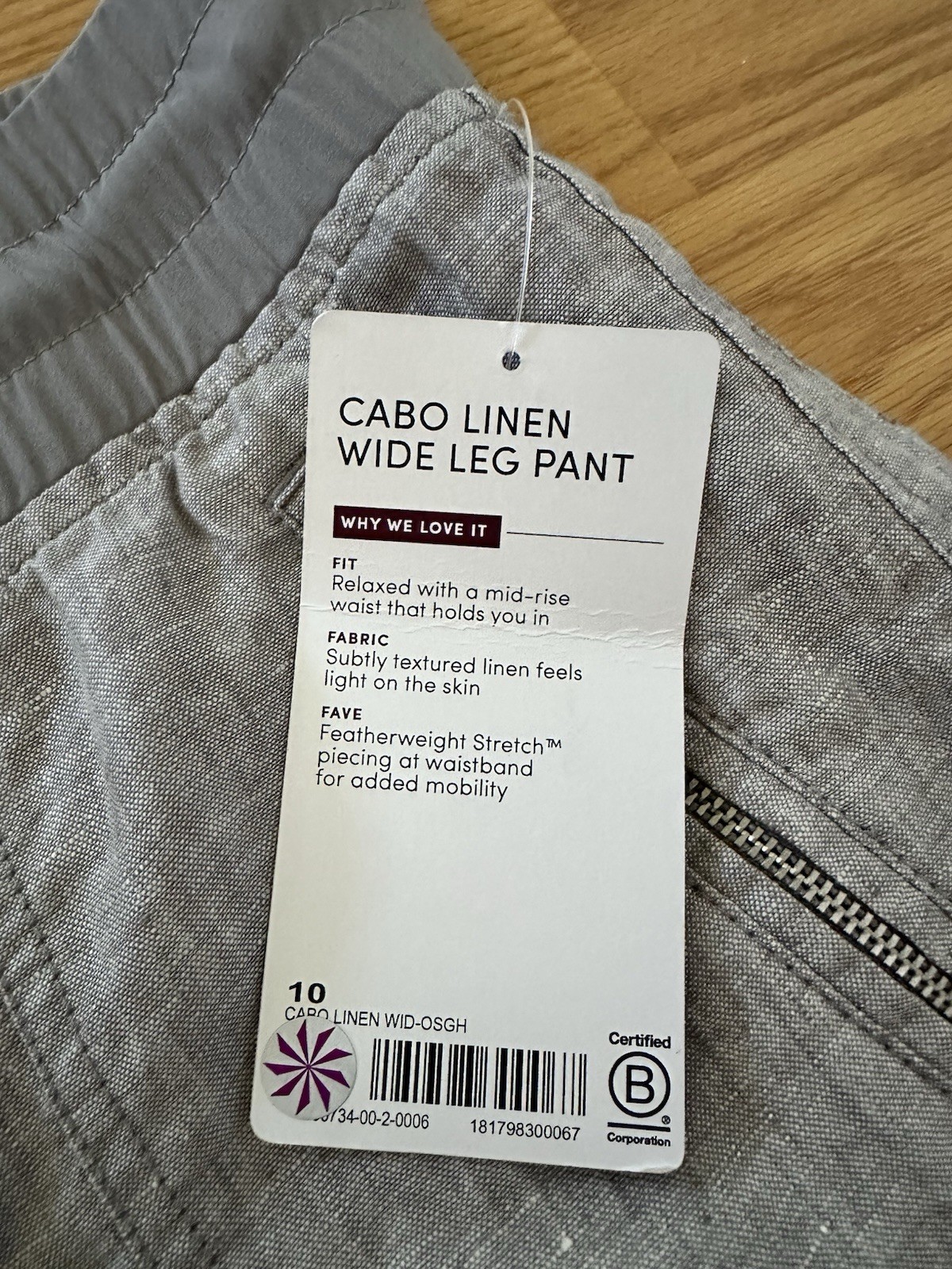 Athleta Womens Cabo Linen Wide-Leg Pants Size 10 Grey Beachy Pull-On Athleisure
