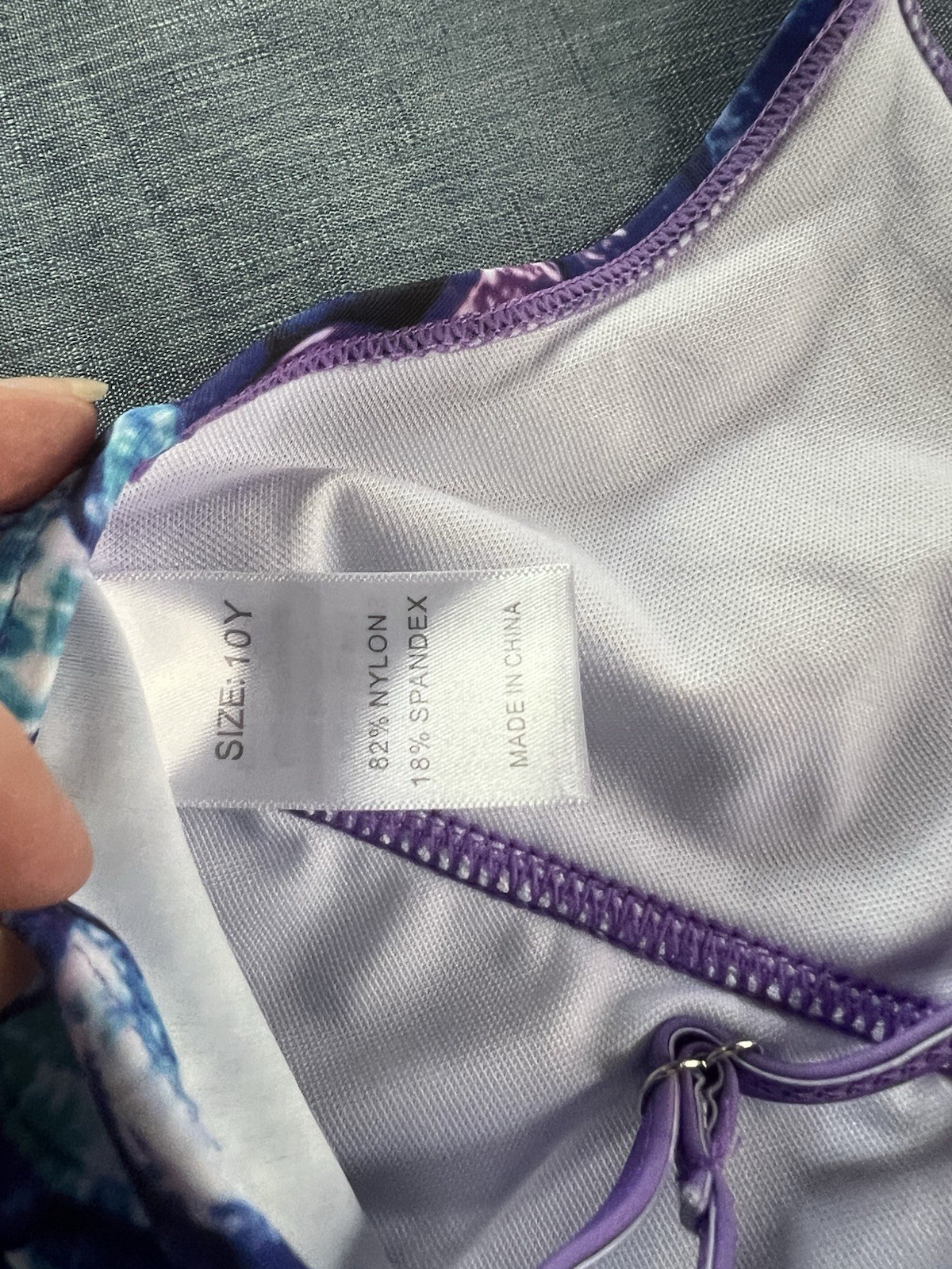 NWT Purple Mermaid Scales Swimsuit 3 pieces Tankini Skirt Size 10 Youth