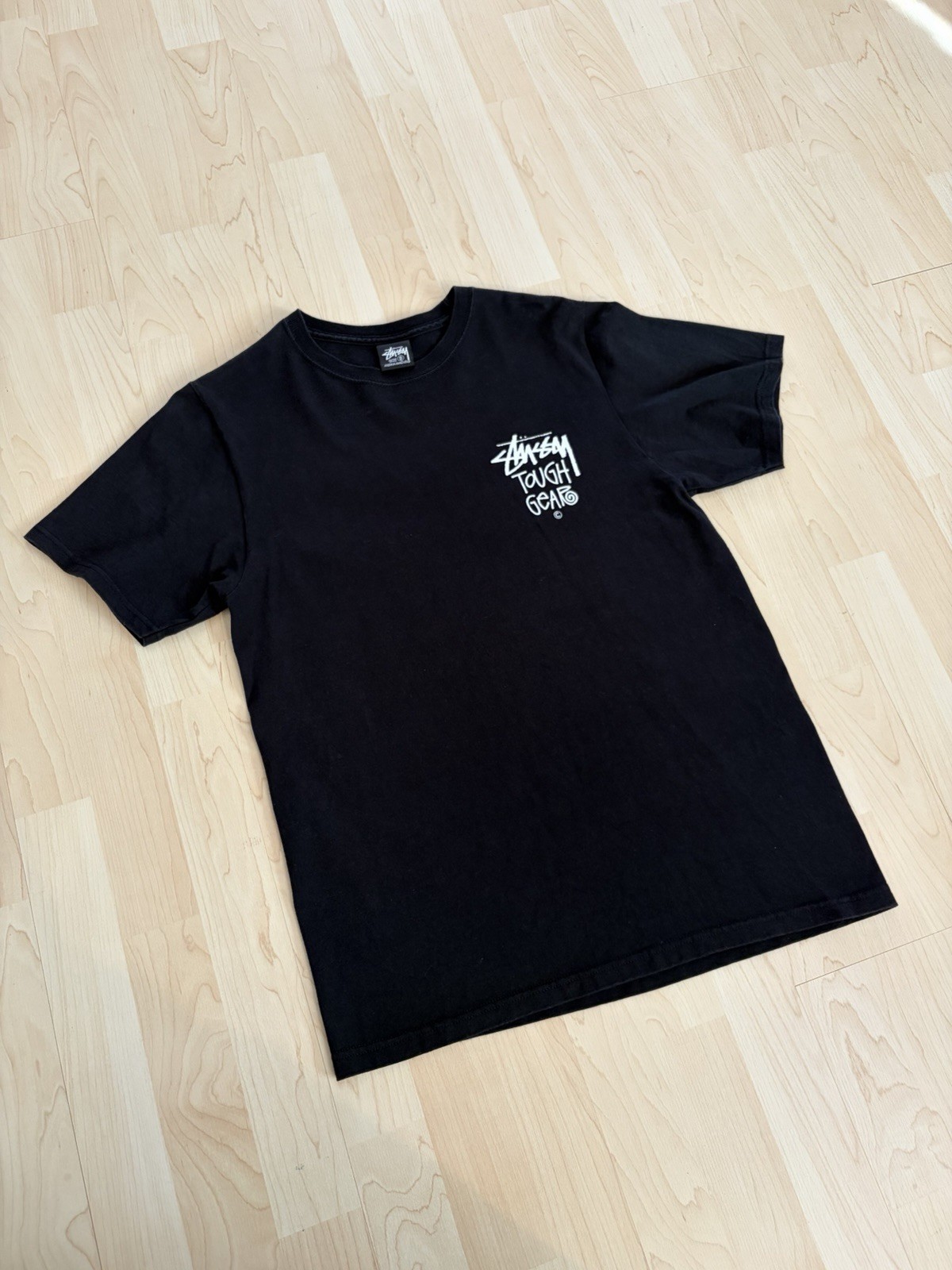 Stussy Tough Gear Black Short Sleeve T-Shirt Size Medium (Used Great Condition)