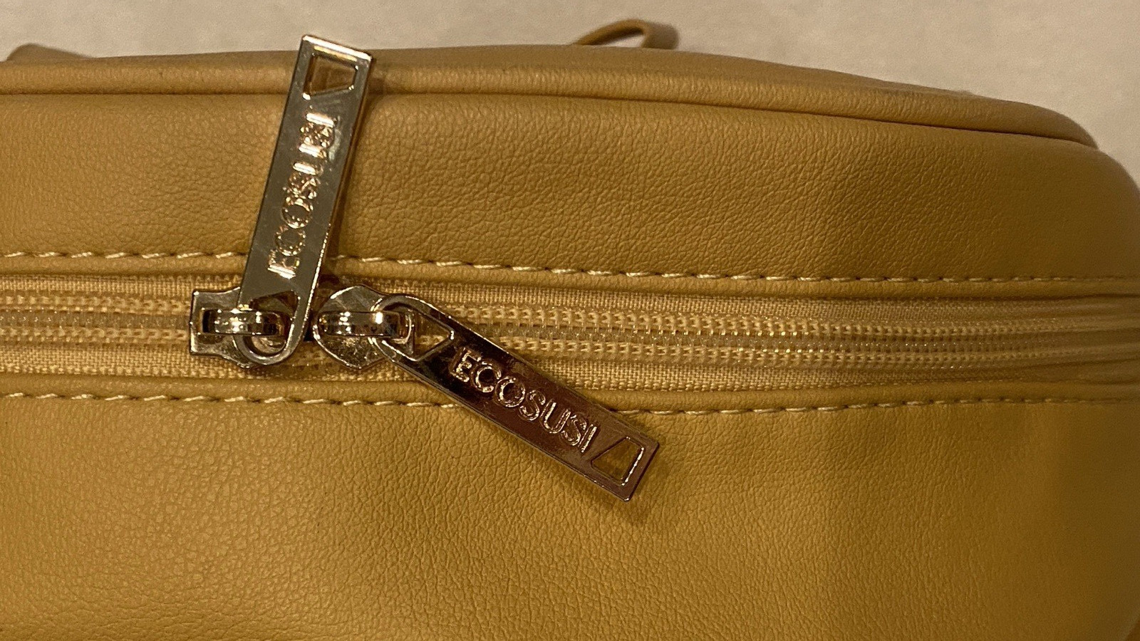 New! ECOSUSI Yellow Gold Backpack Purse & Matching Wristlet Wallet PU Leather