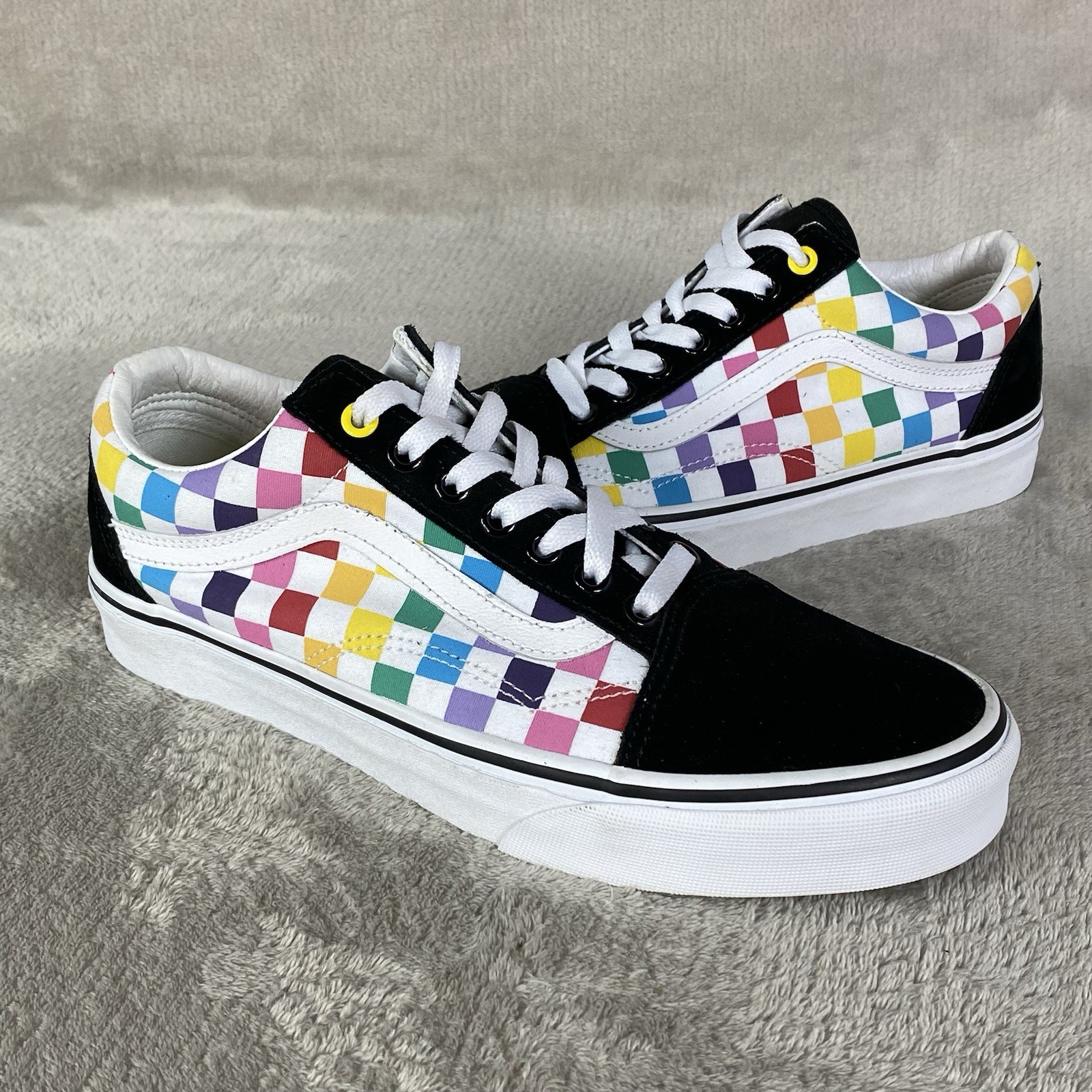 Vans Old Skool Checkerboard Shoes Men 5.5 Women 7 Multi Canvas NEW