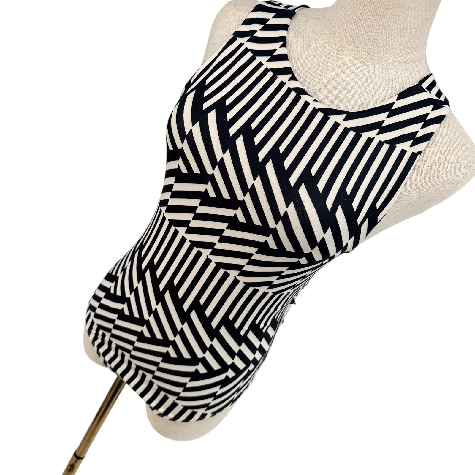 Small Geometric Minimalist Monochrome Festival Striped Crisscross Back Bodysuit