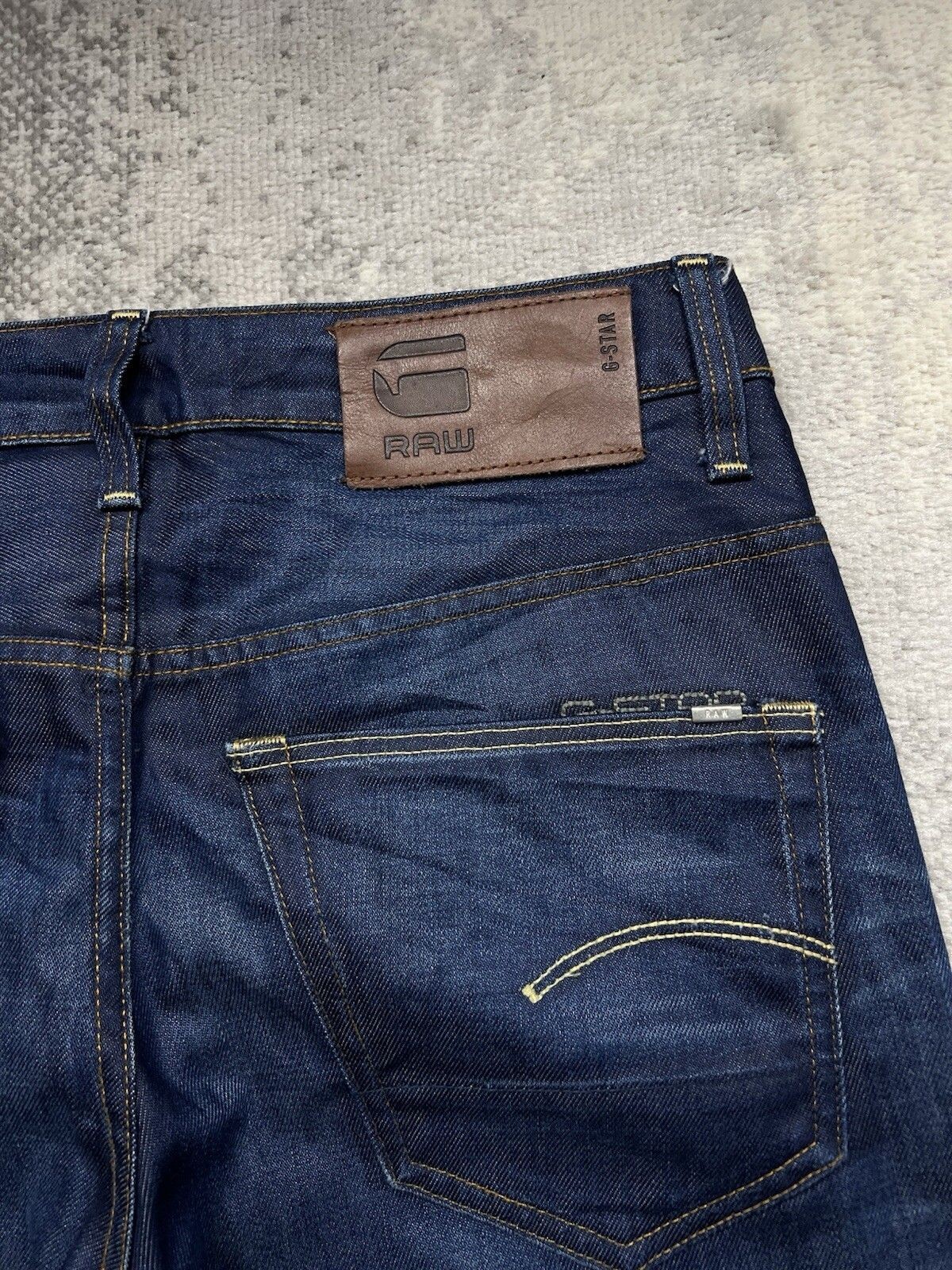 Men’s G-Star Raw 3301 Slim Straight Dark Blue Denim Jeans Size W29 X L32