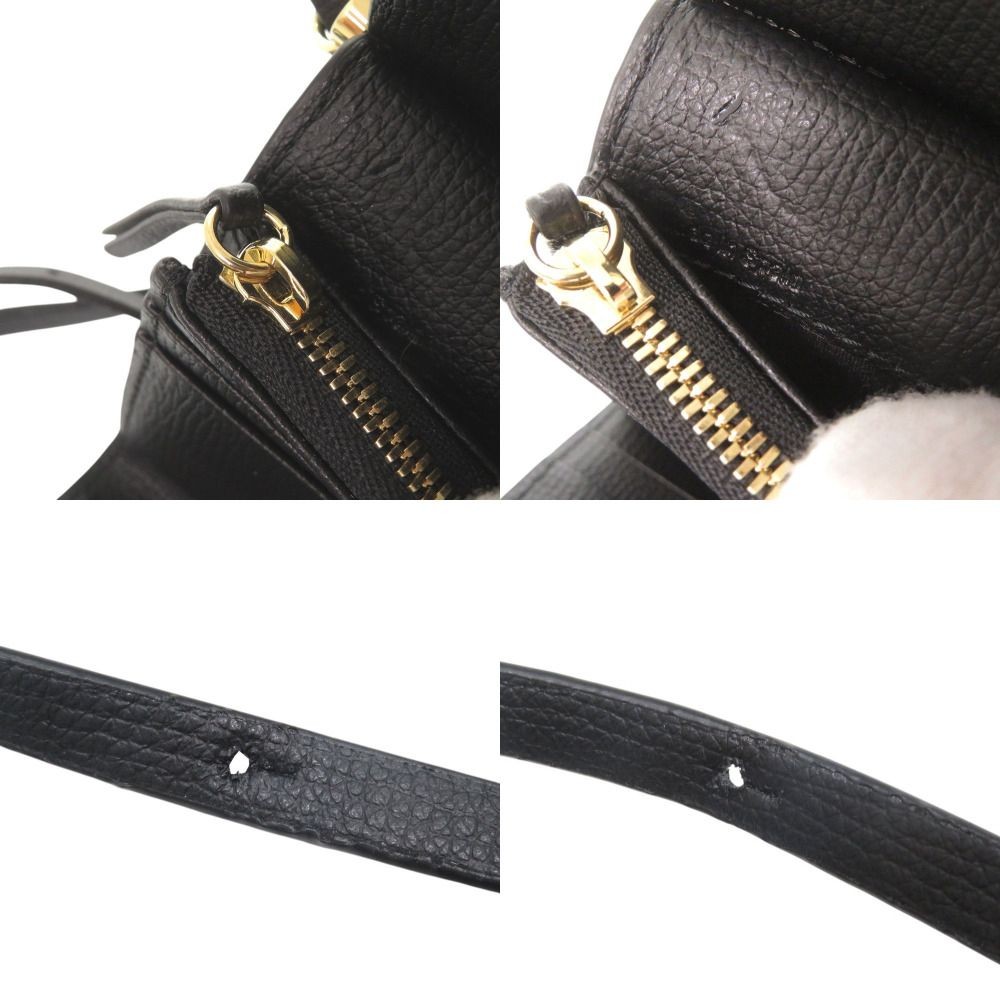Excellent Condition POLENE Numero Sept Crossbody Wallet Leather Black Shoulder W
