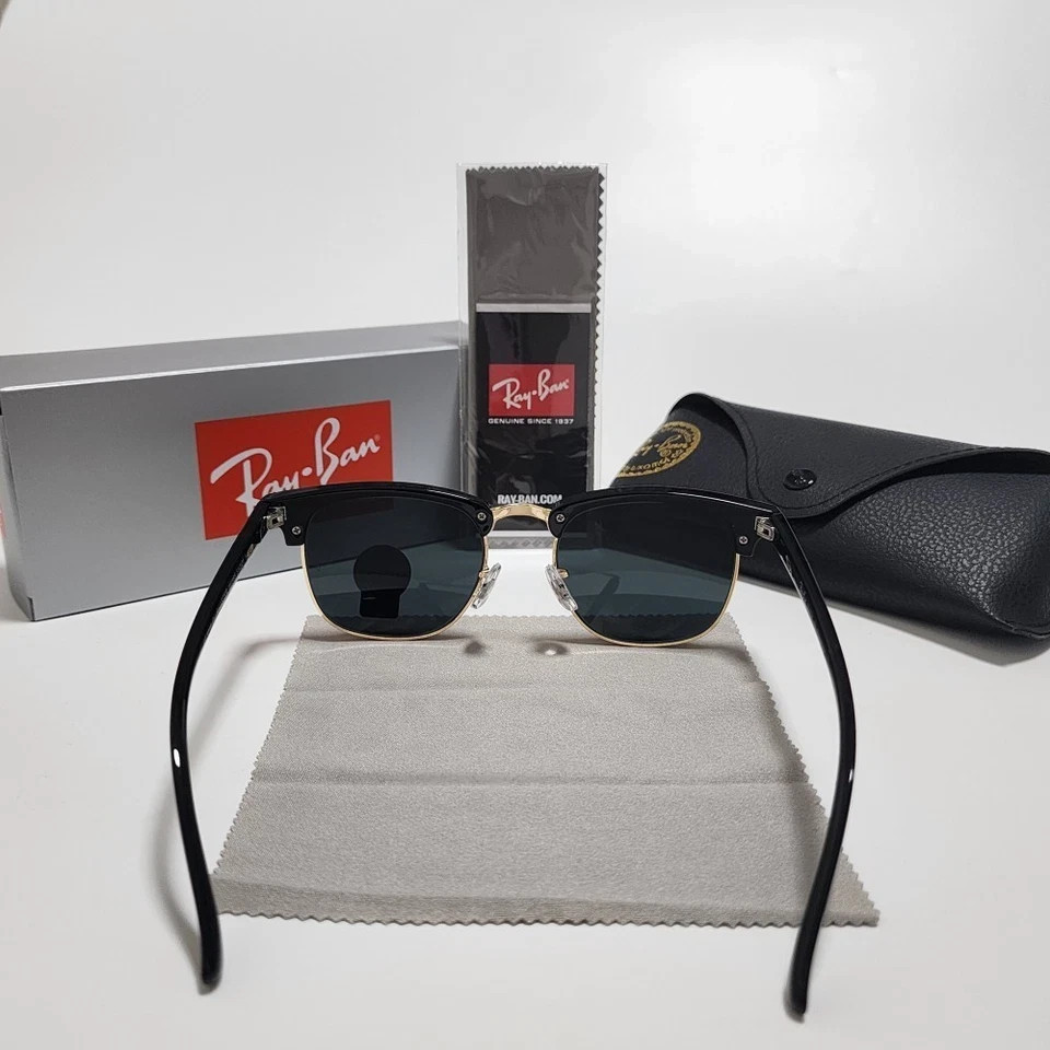 Ray-Ban RB3016 Black Clubmaster Sunglasses Gray Glass Lens 51-21mm Men Women