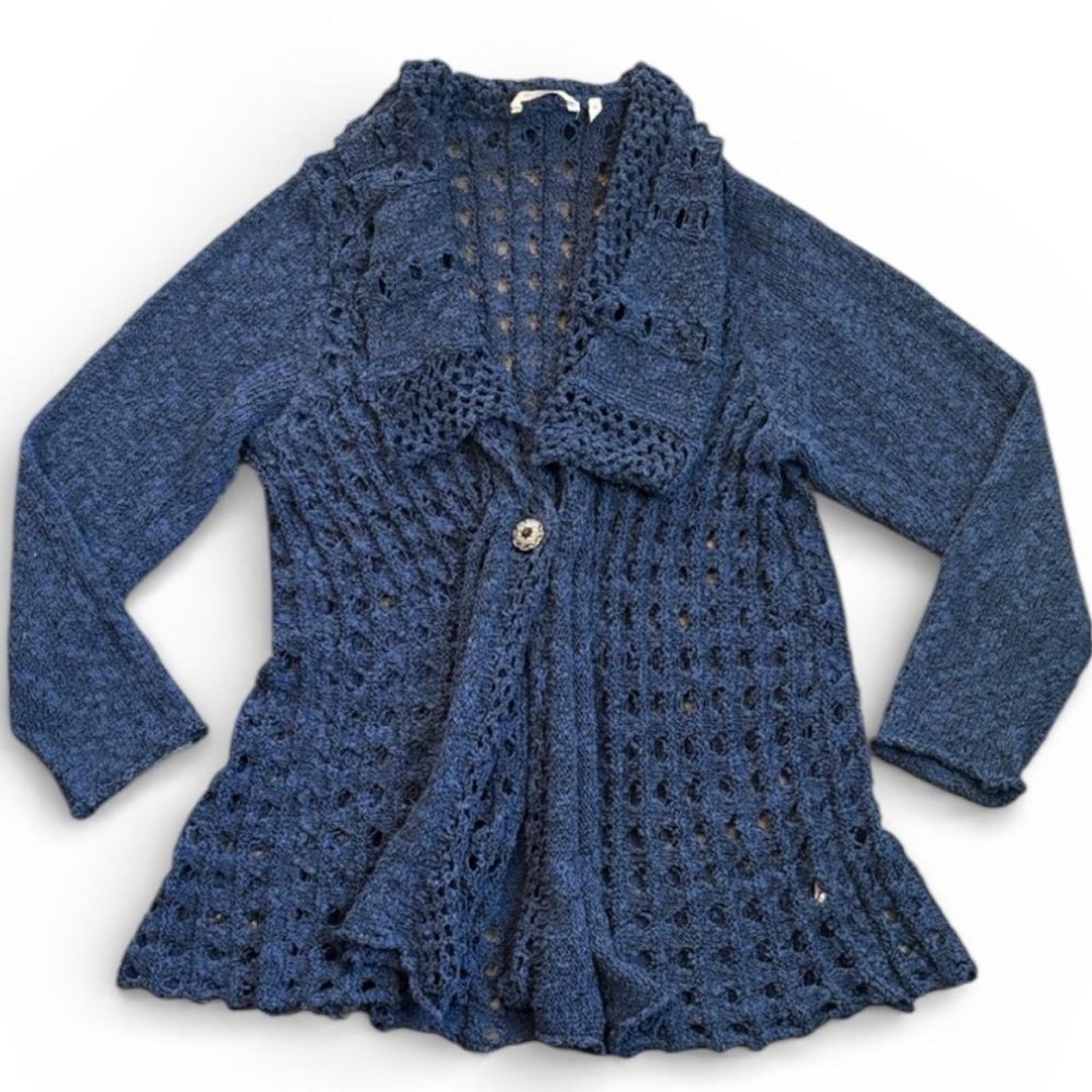 Soft Surroundings Teresa Crochet Cardigan Women’s 2X Deep Blue
