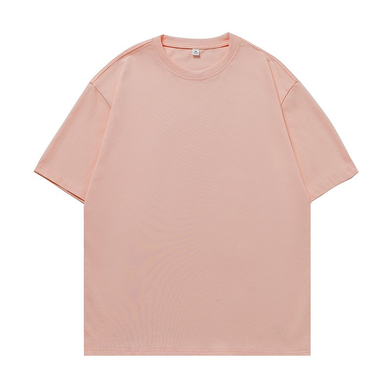 Textured pure cotton short-sleeved solid color casual versatile couple T-shirt