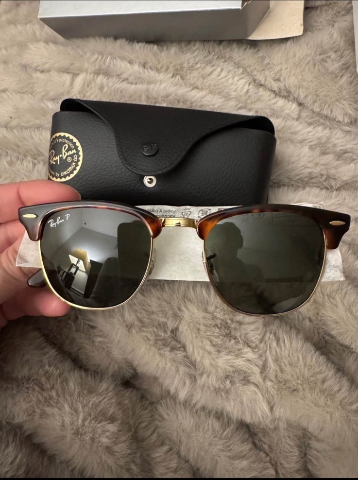 Ray-Ban Clubmaster RB3016 Polarized Tortoise Brown Frame Green Glass Lens 145mm