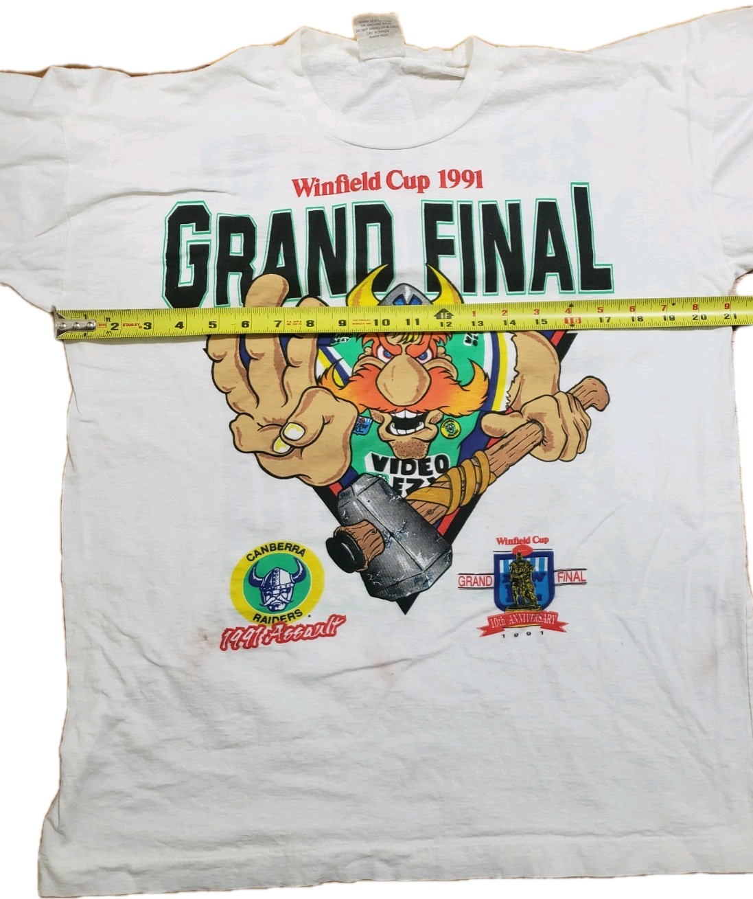 Vtg 90s Canberra Raiders Winfield Cup 1991 Grand Final Doublesided T Shirt
