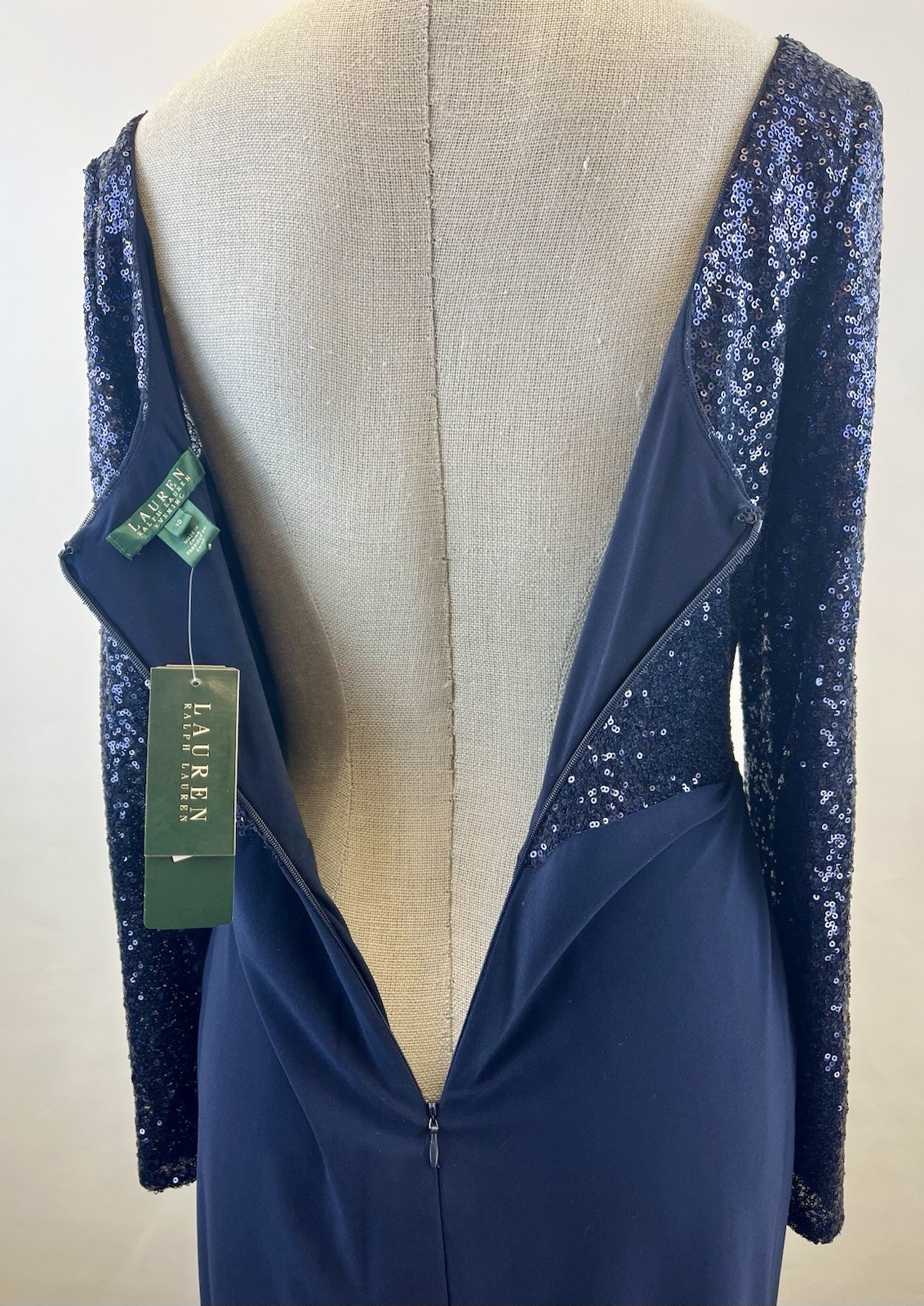 LAUREN RALPH LAUREN Size 10 Navy Polyester/Elastane Sequined Dress NWT