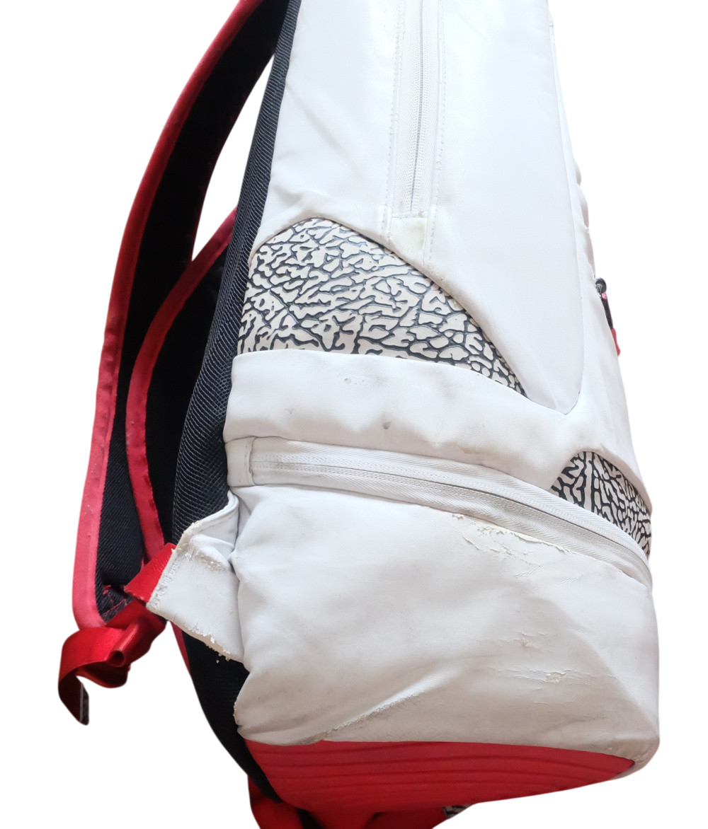 Nike Air Jordan 3 Retro Backpack White PU Leather Large Cement Pattern