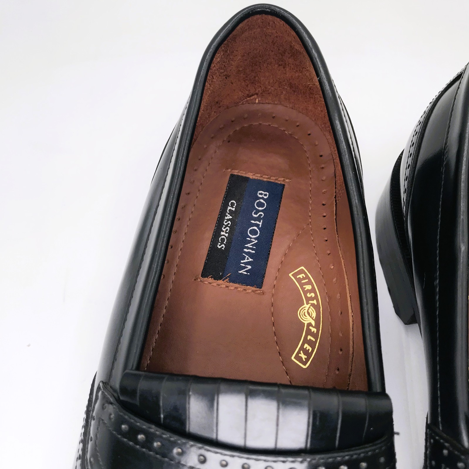 Bostonian Classics First Flex Black Leather Wingtip Tassel Loafers Mens Sz 8.5 M