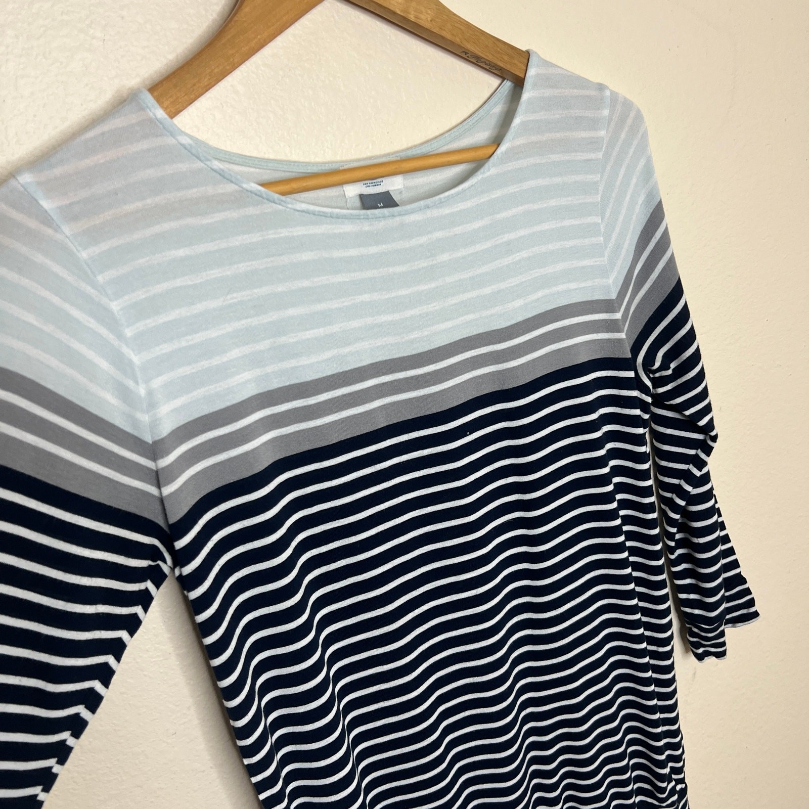 Old Navy Gray Black Stripe Boatneck Tee Medium