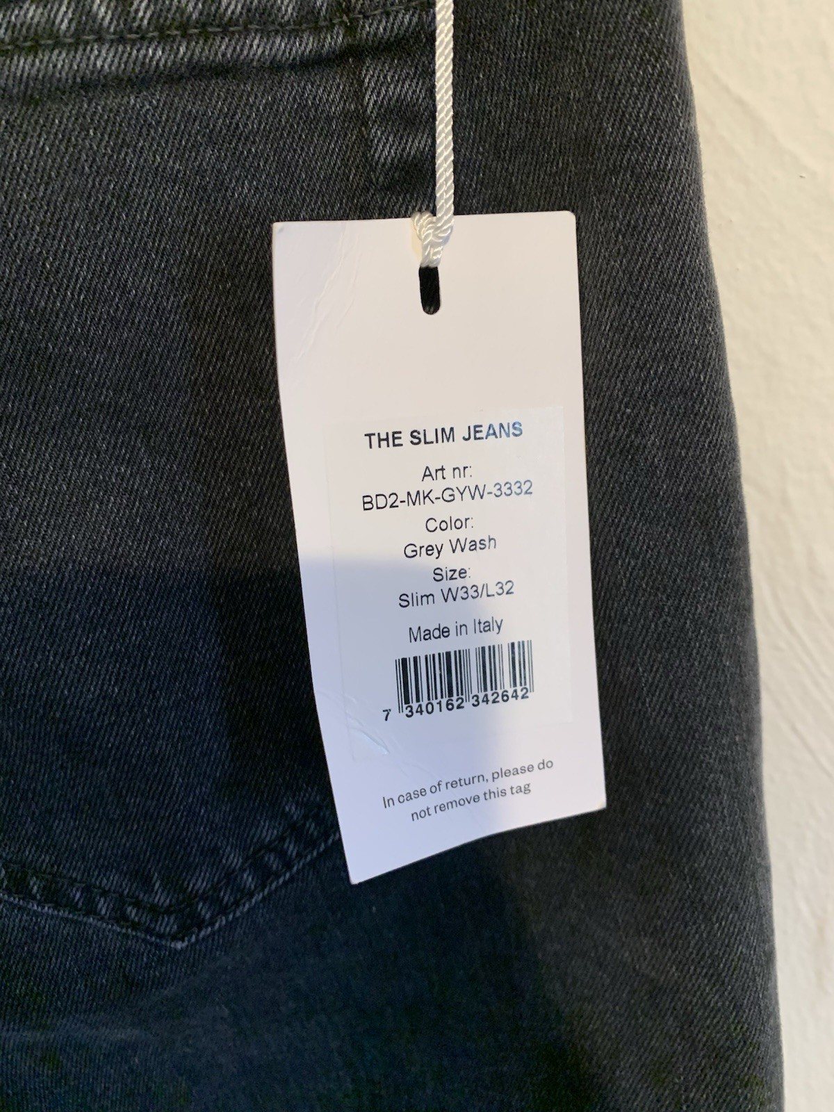 Asket Jeans – Slim 33×32 – Grey Wash – Made In Italy Denim