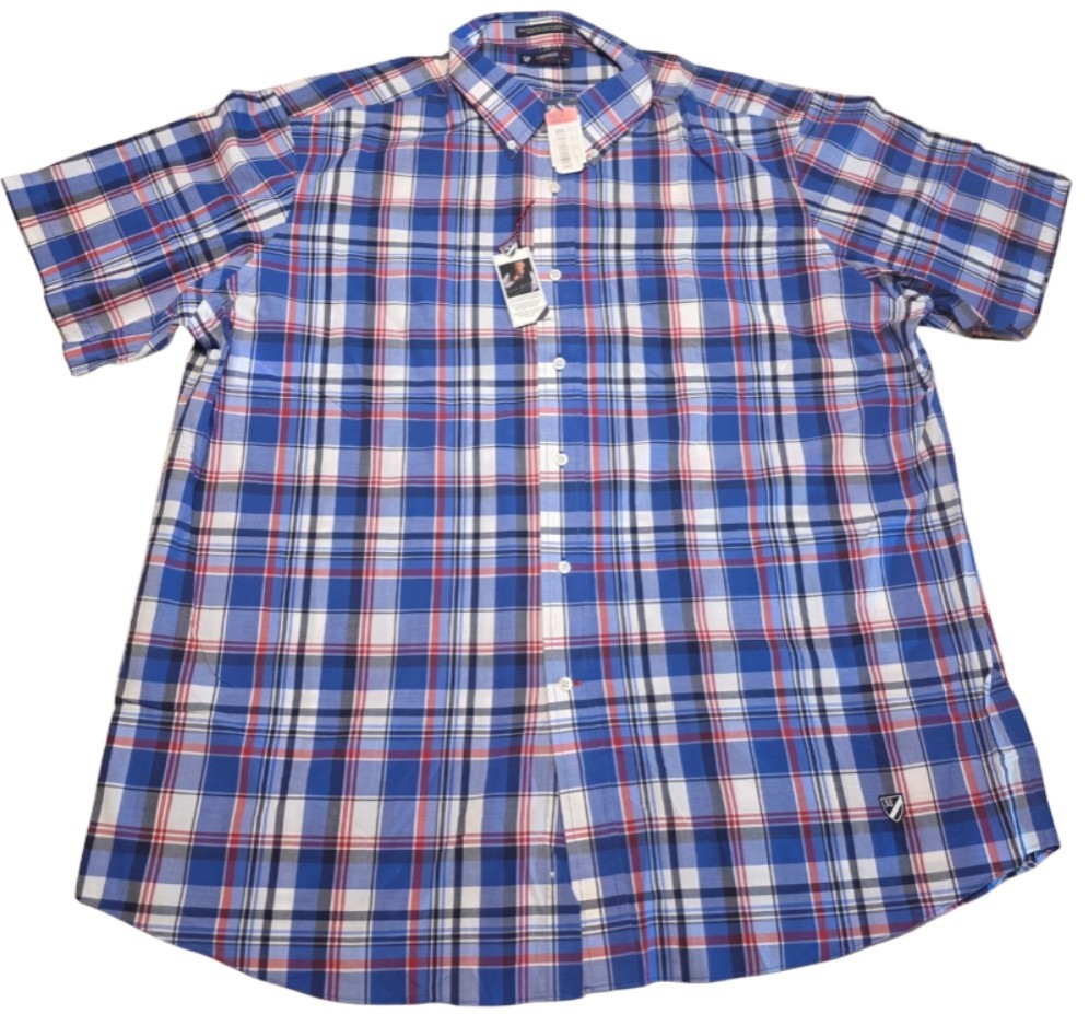 Vintage Daniel Cremieux XXL Blue Plaid Button Up Shirt NWT Short Sleeve #10
