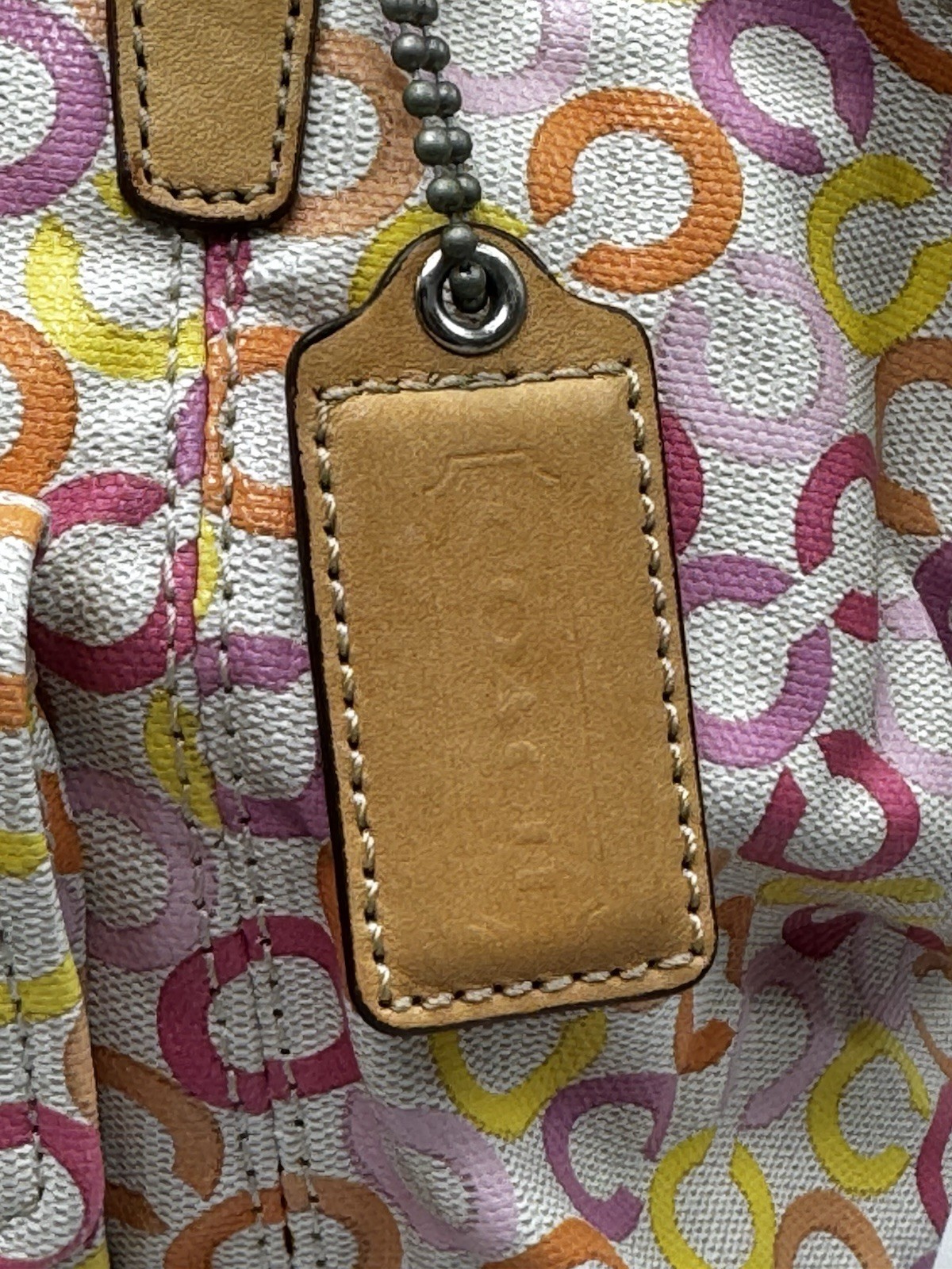 COACH Leah Signature Muti-color Shopper Tote Bag Laptop Commuter Office Shoulder