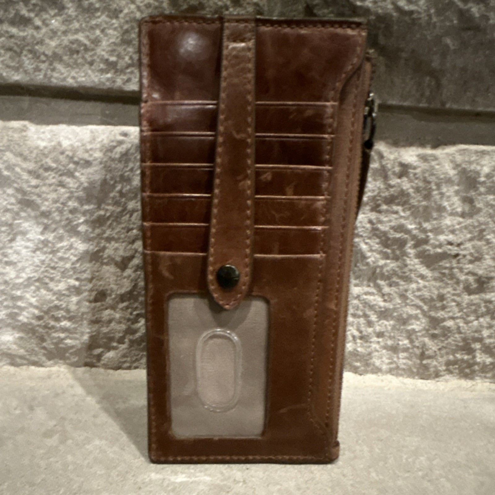 Frye Melissa Snap Card Wallet Cognac Leather Slim Card Case Excellent Condition