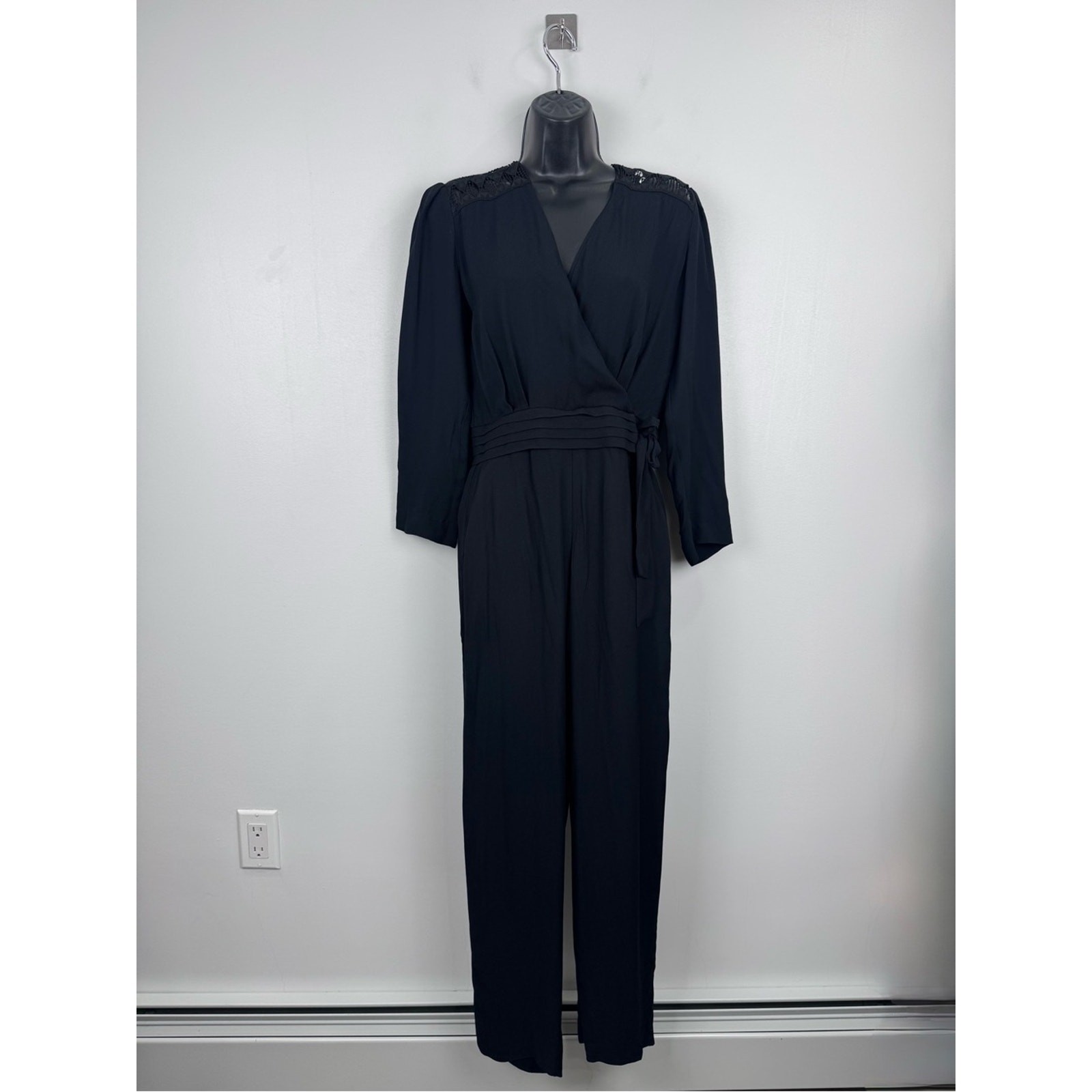 Sandro Women Black Wrap Jumpsuit Size 36 (US Small)
