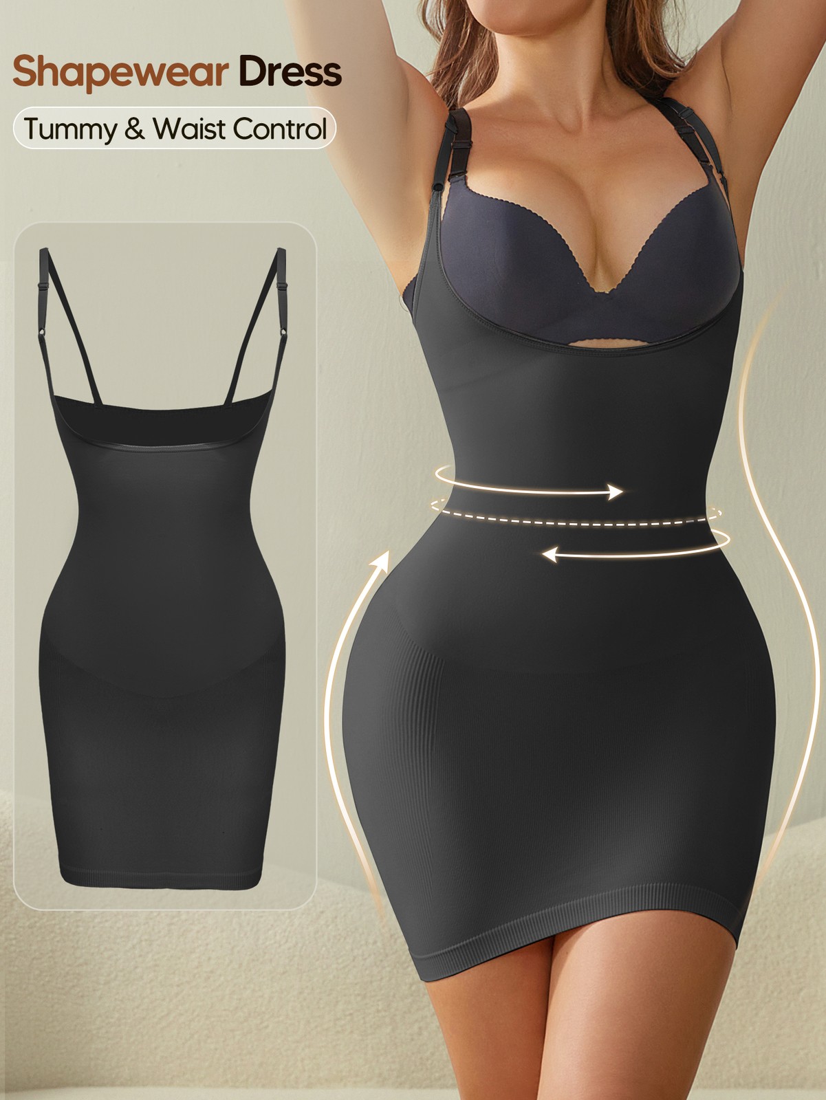 Fajas Women Shapewear Slip Dresses Tummy Control Full Body Shaper Open Bust