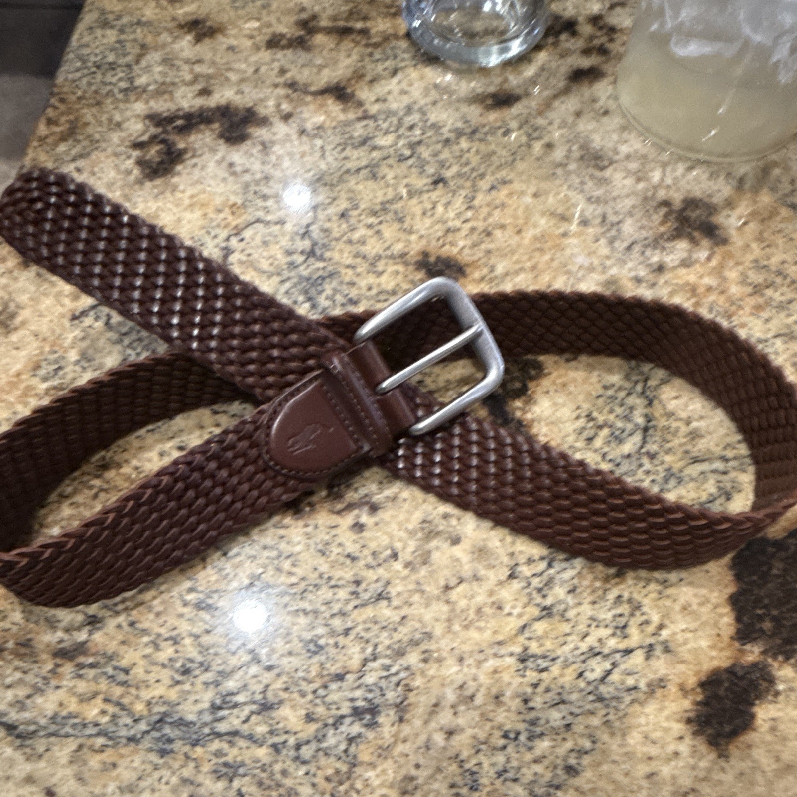Polo Ralph Lauren Brown Braided Adjustable Belt, Size 34