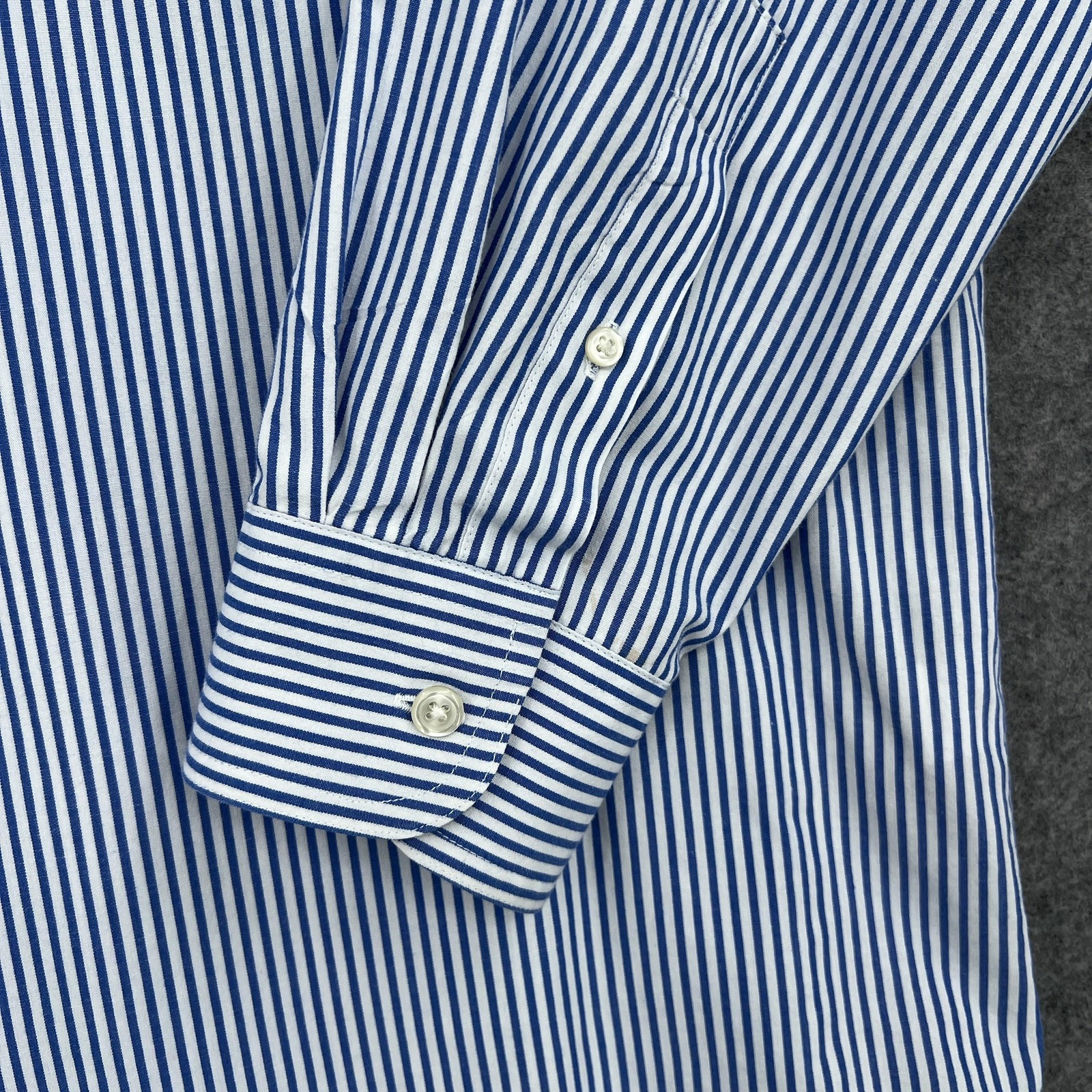 Chaps Button Down Shirt Mens XL Blue Striped Long Sleeve Embroidered Pocket