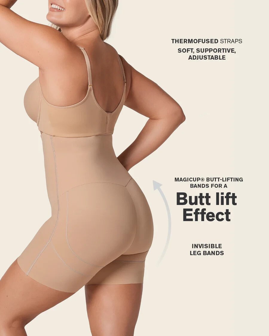 Leonisa Strapless Sculpting Step-in Body Shaper with Short Bottom, Medium, Beige