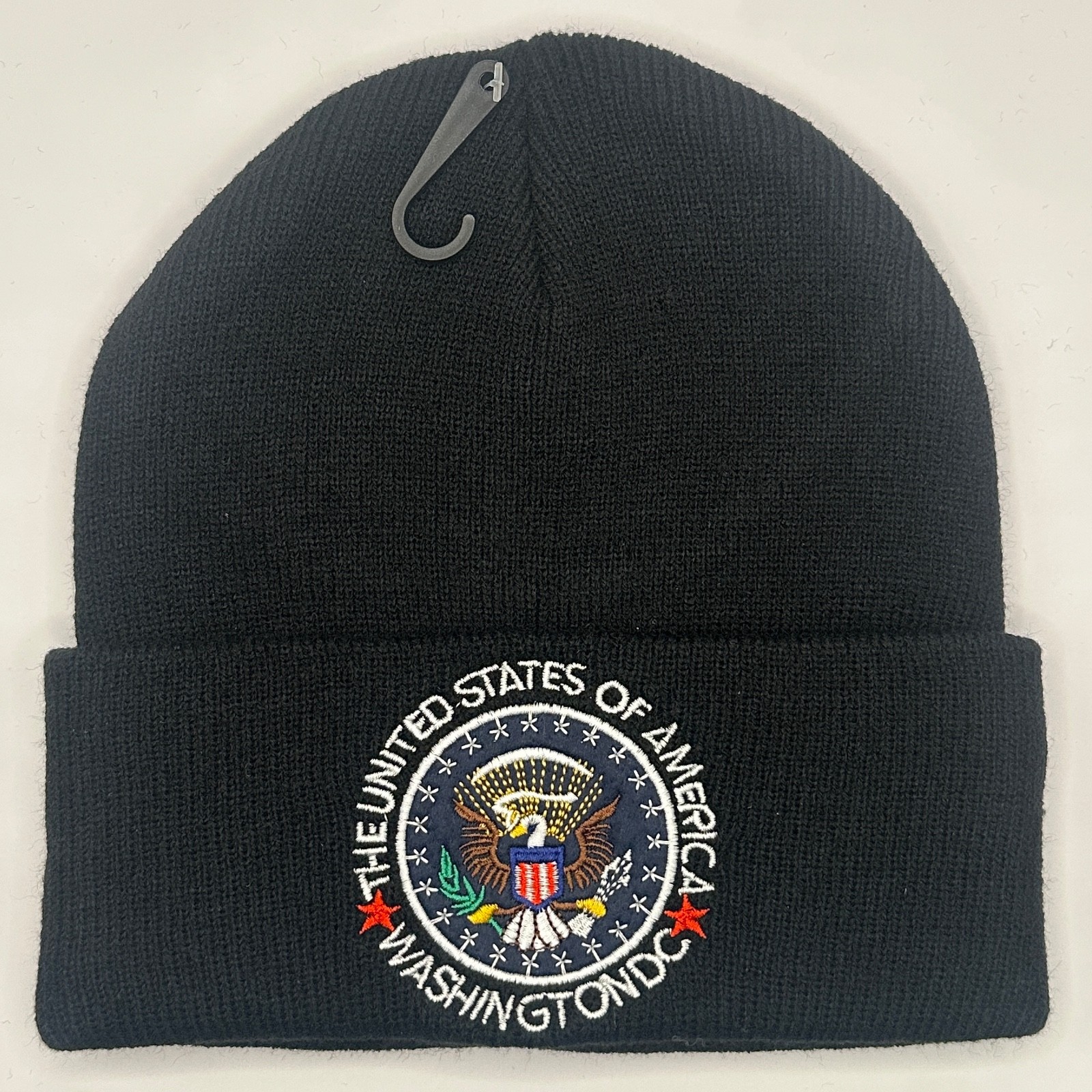 Washington DC Embroidery Presidential Seal Beanie Black Charcoal Grey Navy