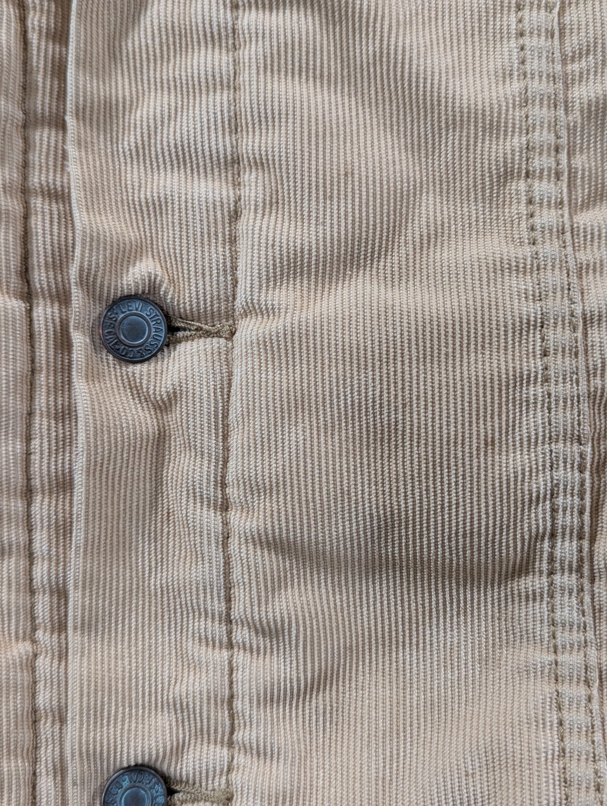 Levi’s White Tab Corduroy Sherpa Lined Trucker Jacket Beige Size L w/ Pockets