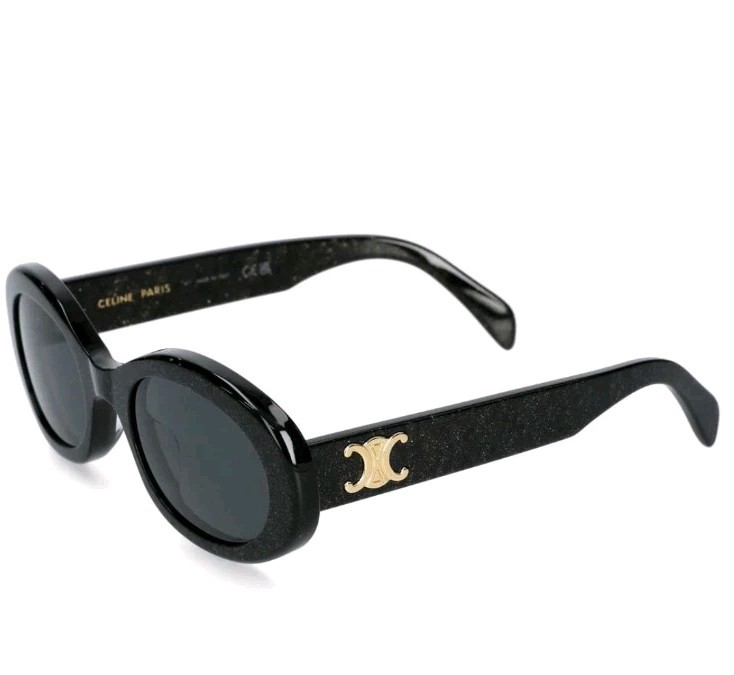 CELINE Triomphe Sunglasses Logo Detail Gold/Black Classic Glitter-Authentic