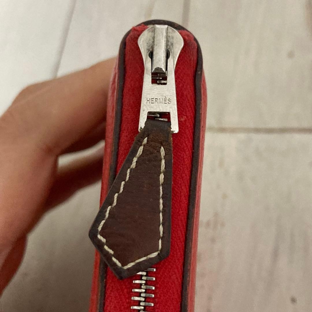 HERMES Compact Wallet Mini Wallet Red