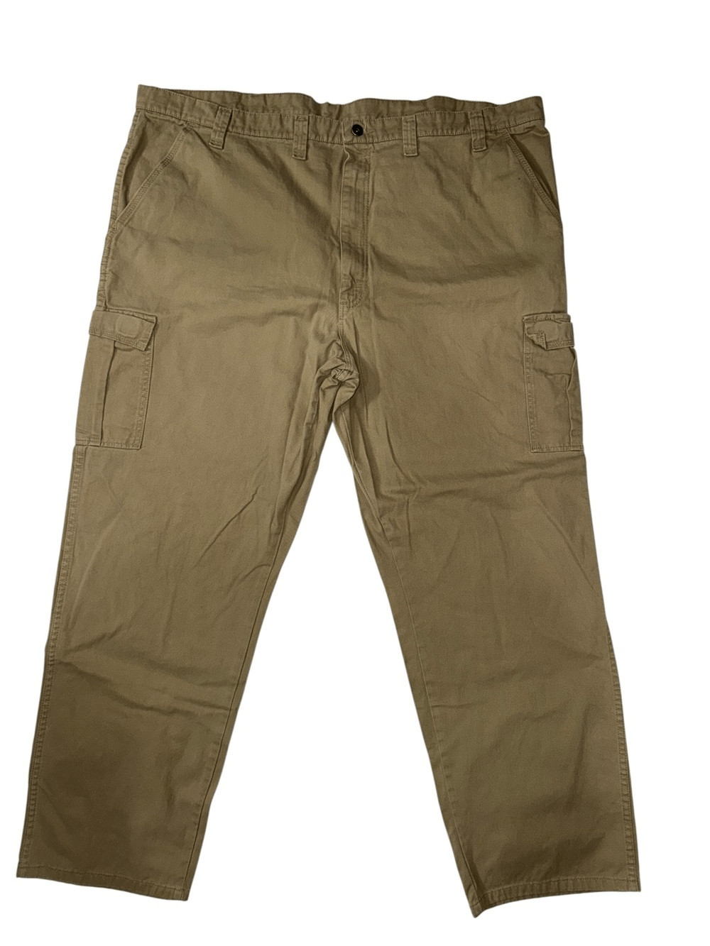 Wrangler Solid Tan Cargo 100% Cotton Pants Relaxed Fit size 46 x 32
