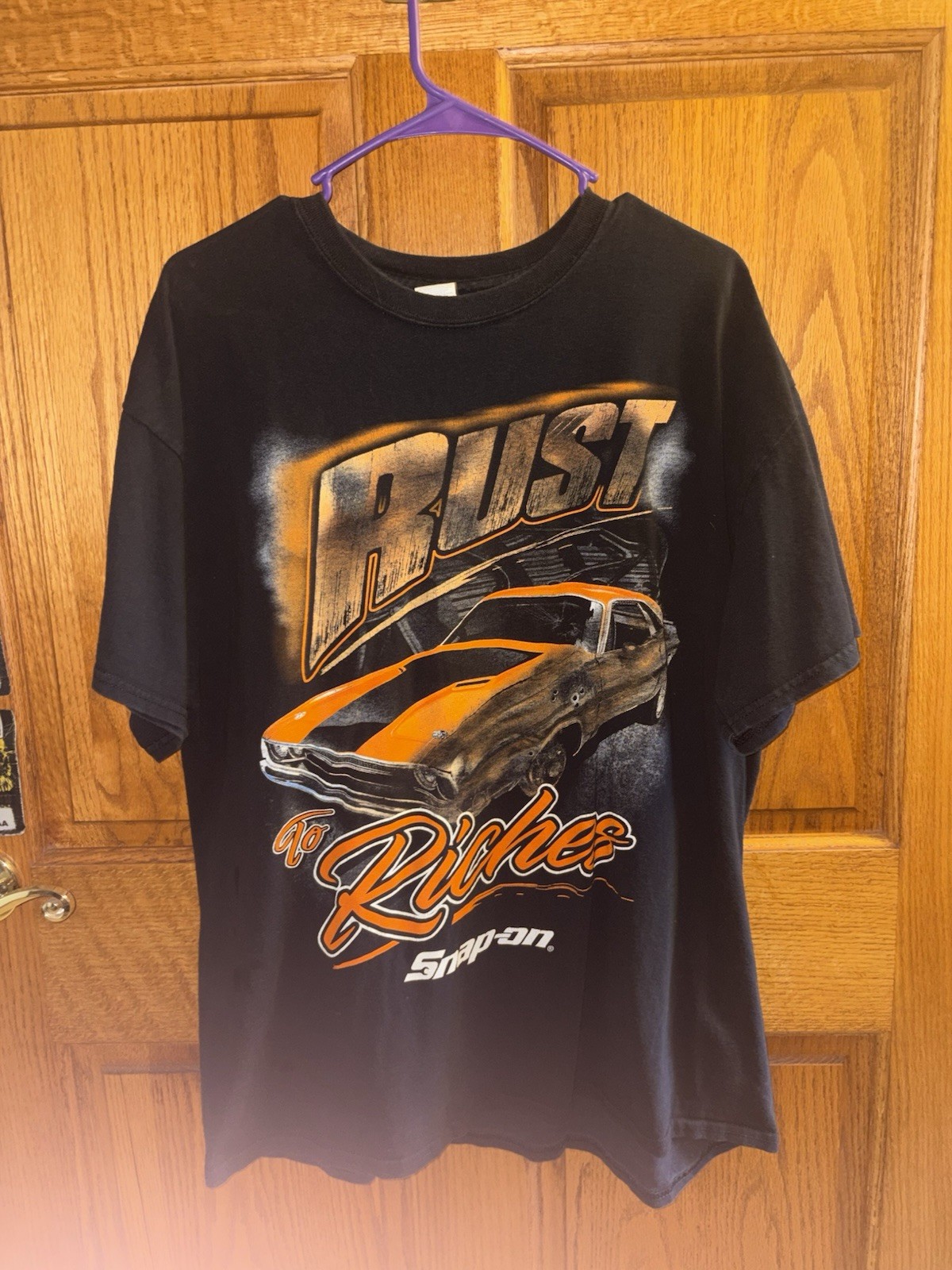 Snap-on Rust to Riches Black Cars Racing Graphic Crew Neck T-Shirt Men’s XL