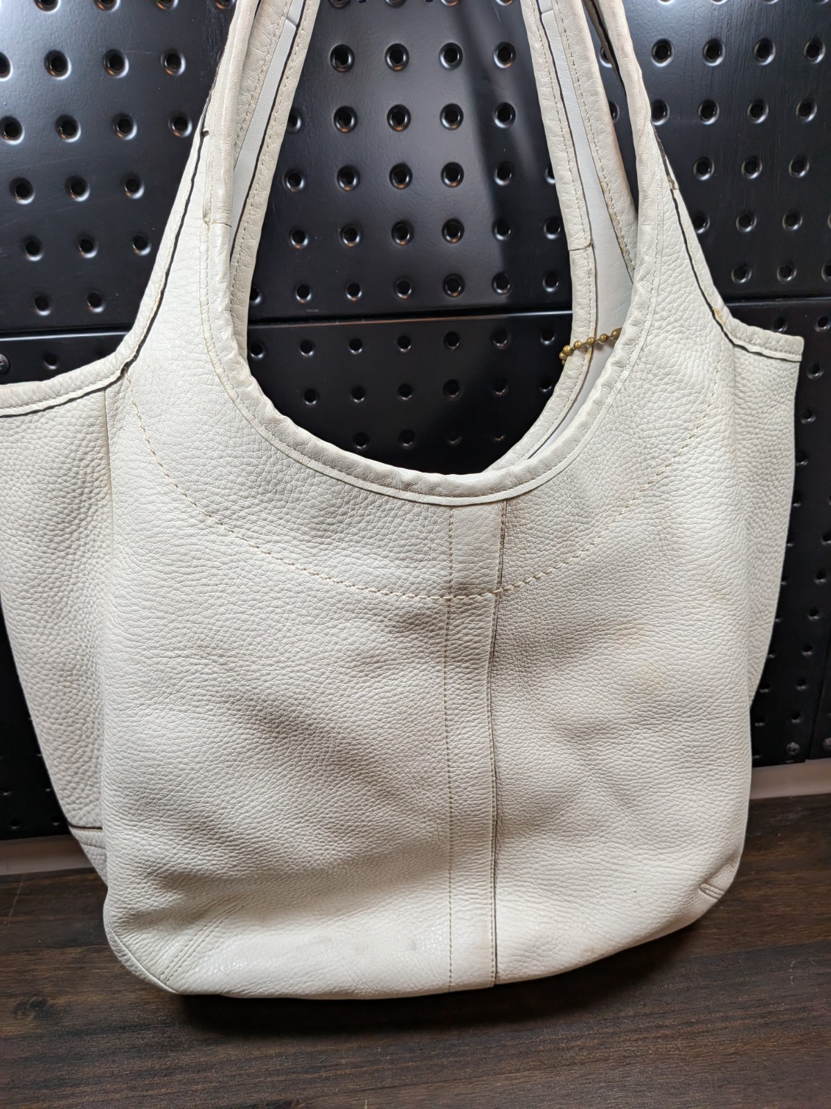 COACH Ergo Pebbled Leather Turn Lock Hobo Tote White 11640