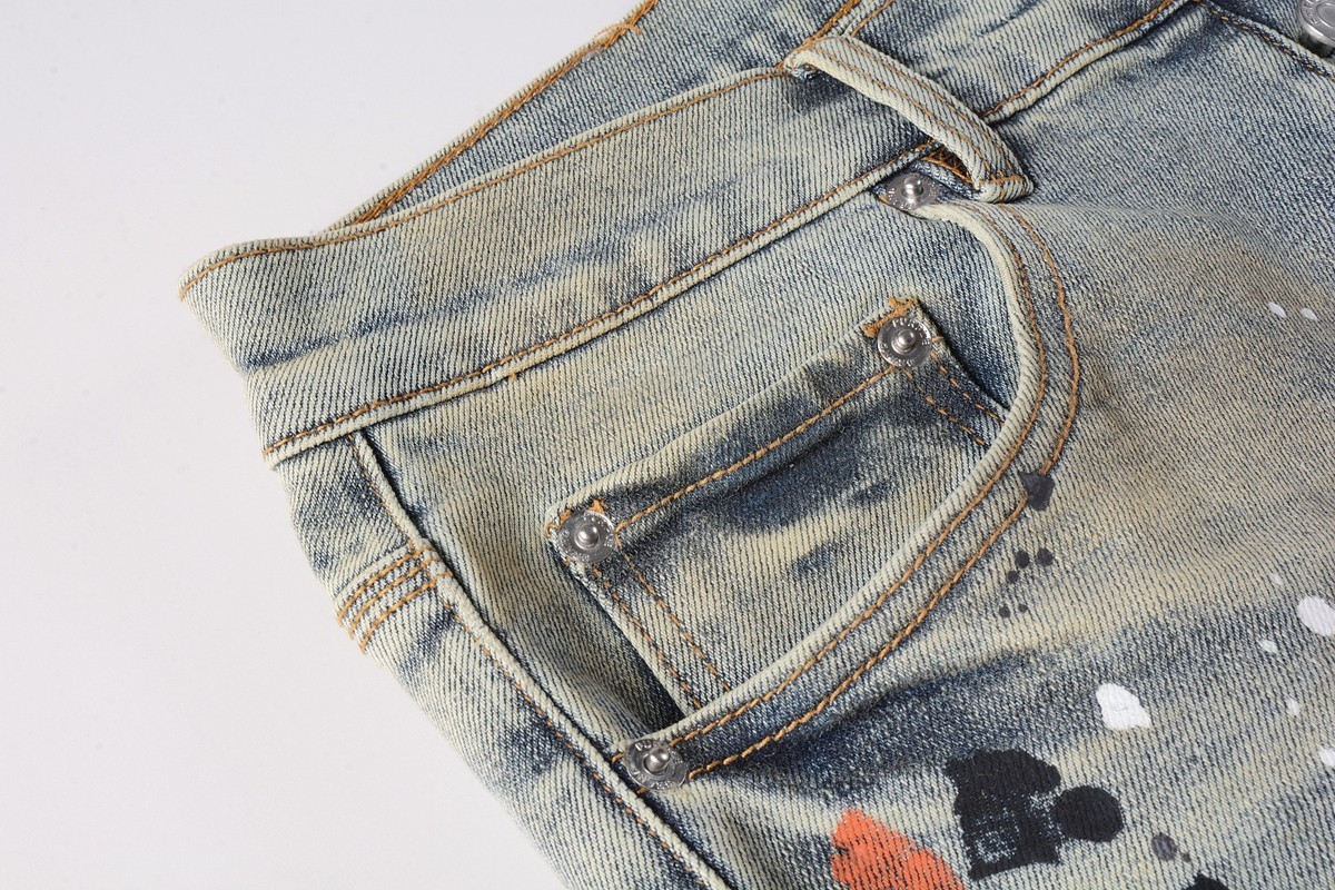 New Purple Brand Men Distressed Denim Pants Printing Slim Fit Jeans .