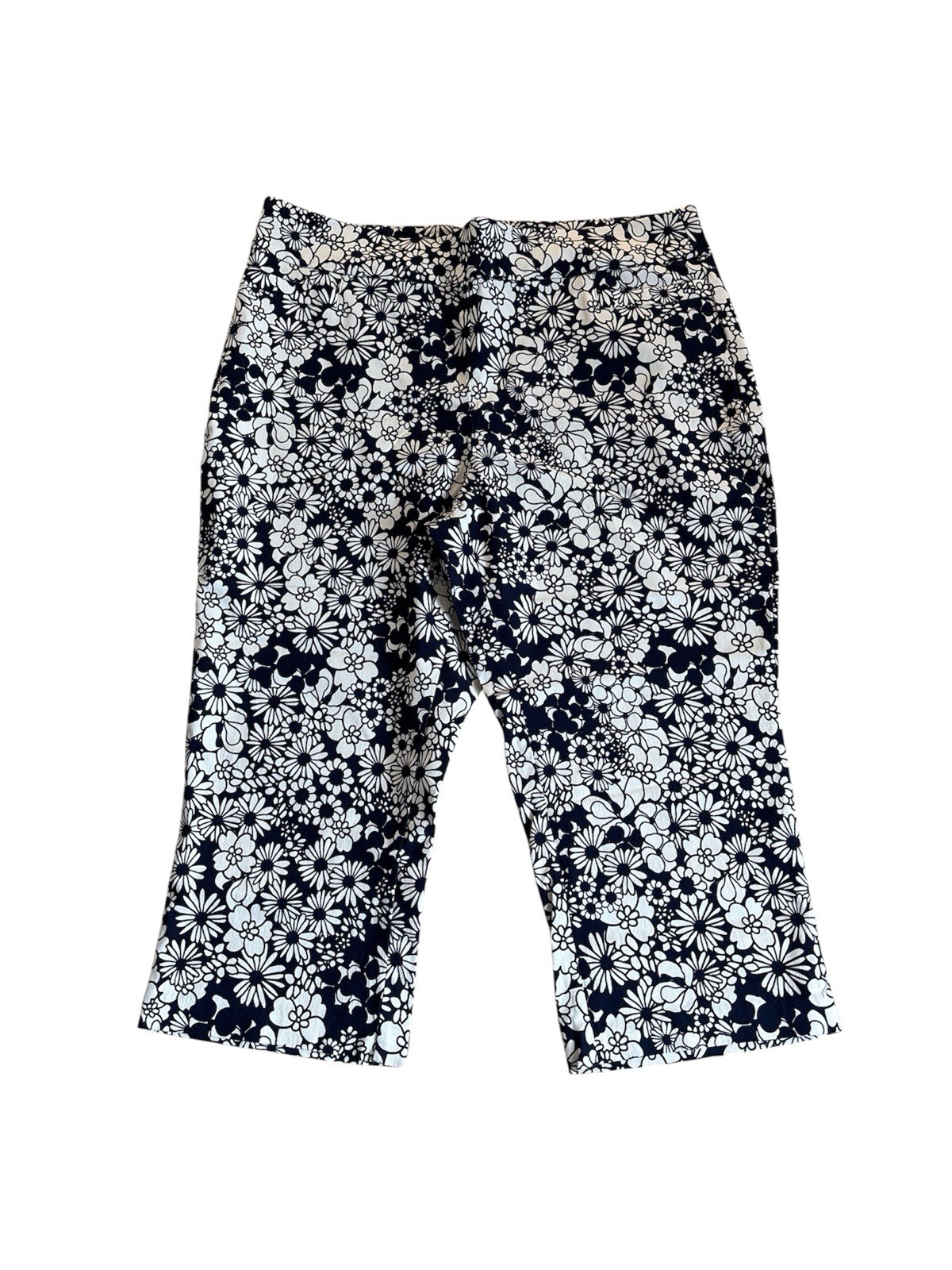 Kim Rogers Navy & WhiteFloral Cropped Pants Sz/18WNWOT