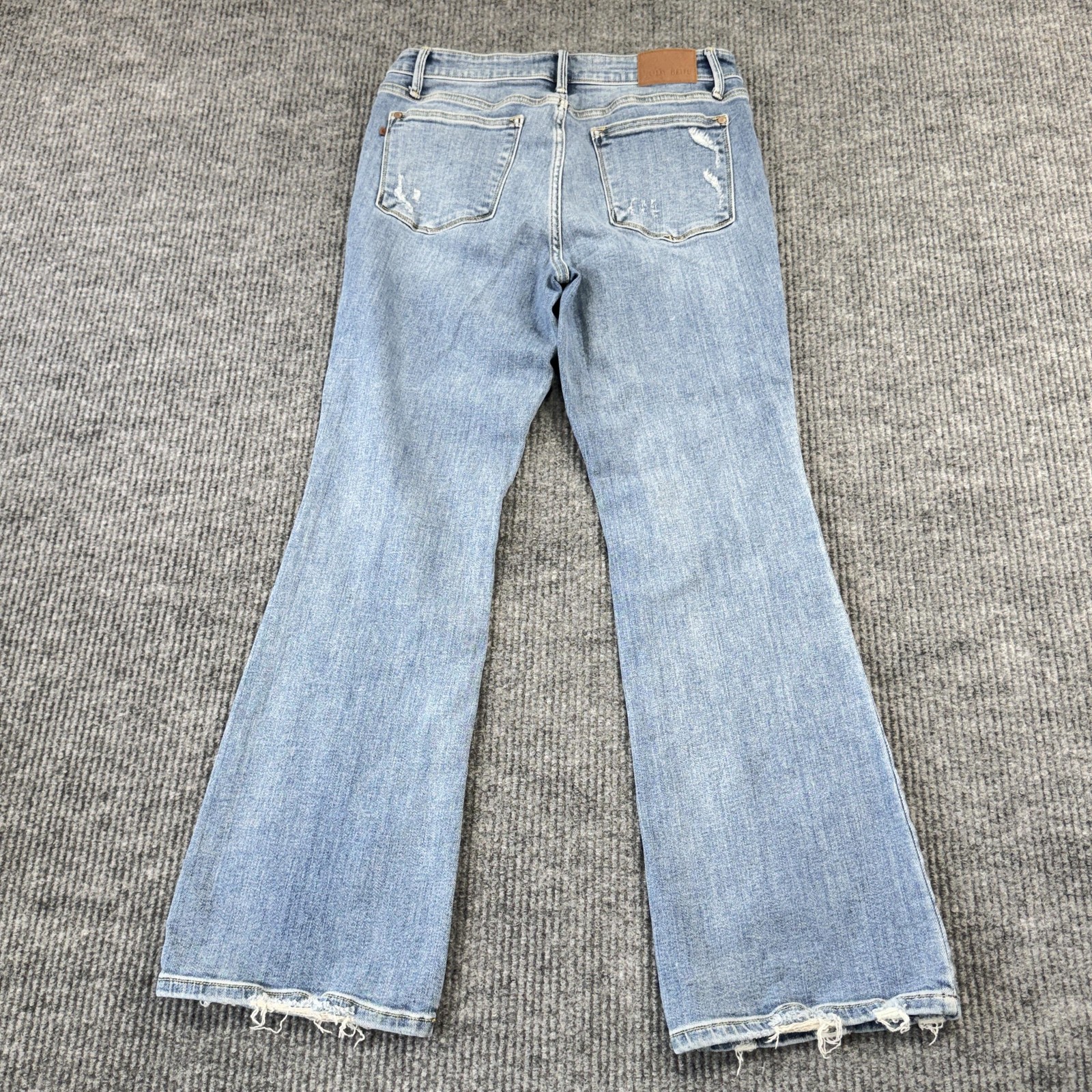 Judy Blue Bootcut Jeans Womens 11/30 Blue Wash Distressed Fringe Stretch Denim