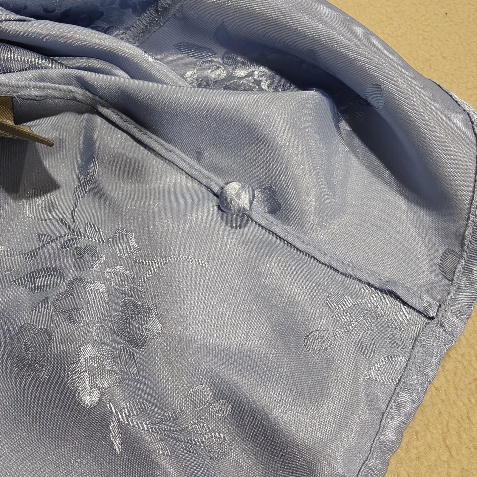 Vintage 90s Valerie Stevens Ice Blue Satin Floral Button Cami Size S Coquette