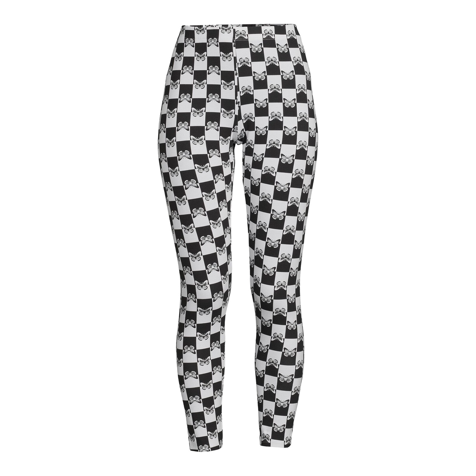No Boundaries NOBO Juniors Butterfly Black White Ankle Stretch Leggings NWT