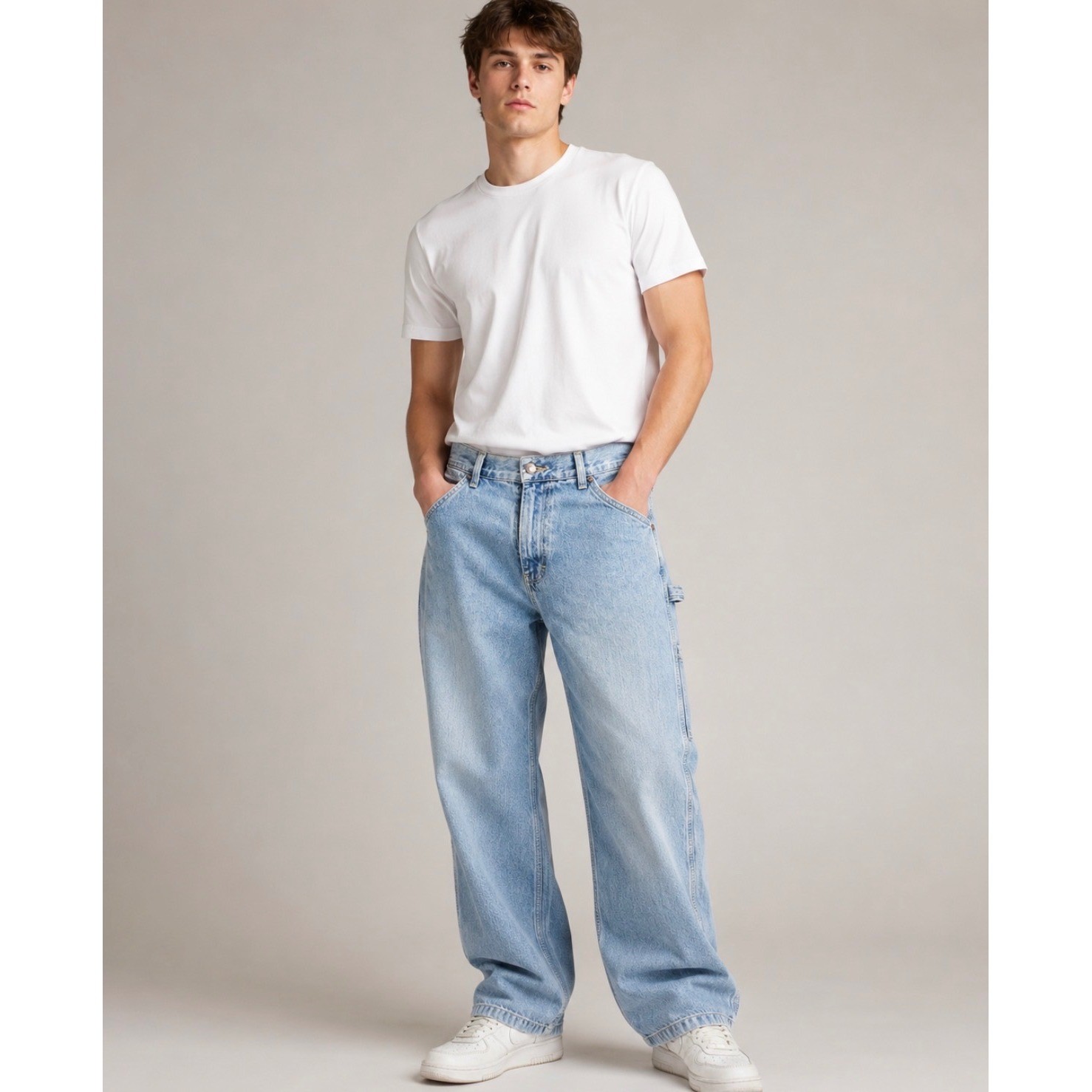 American Eagle Outfitters Worker Jeans Mens 28×30 Light Wash Carpenter Wide Leg