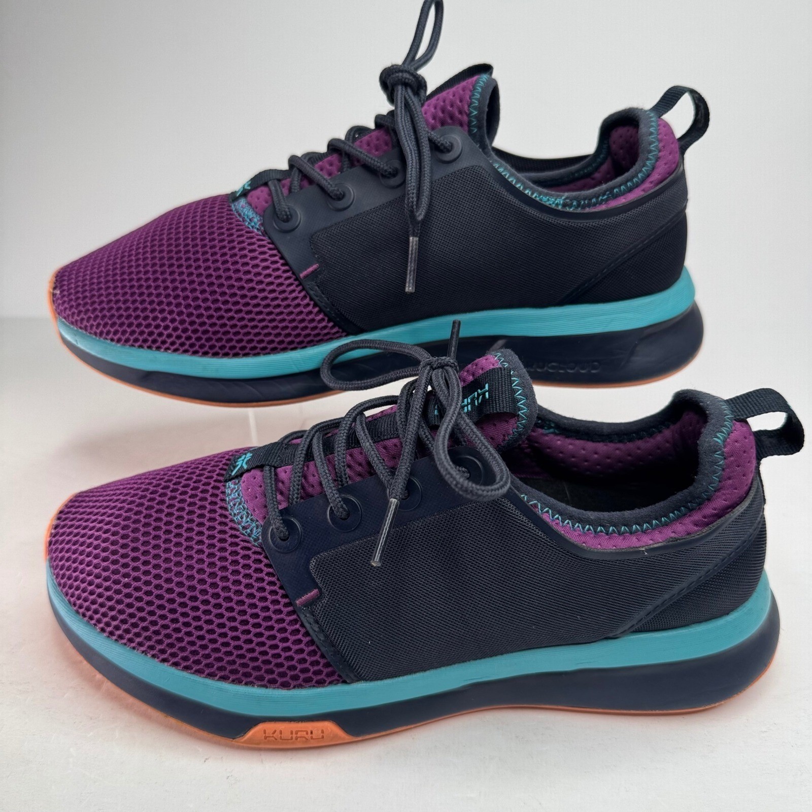 Kuru Atom Womens 8.5 Wide Purple Navy Teal Athletic Walking Running Shoes