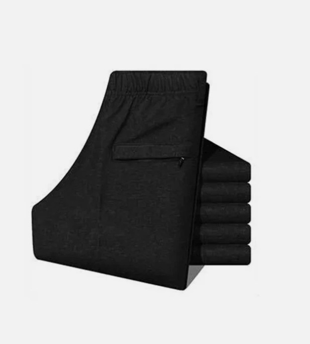 Men’s Elastic Waist Straight Leg Pant Casual Formal Trousers for Middle-Aged Men