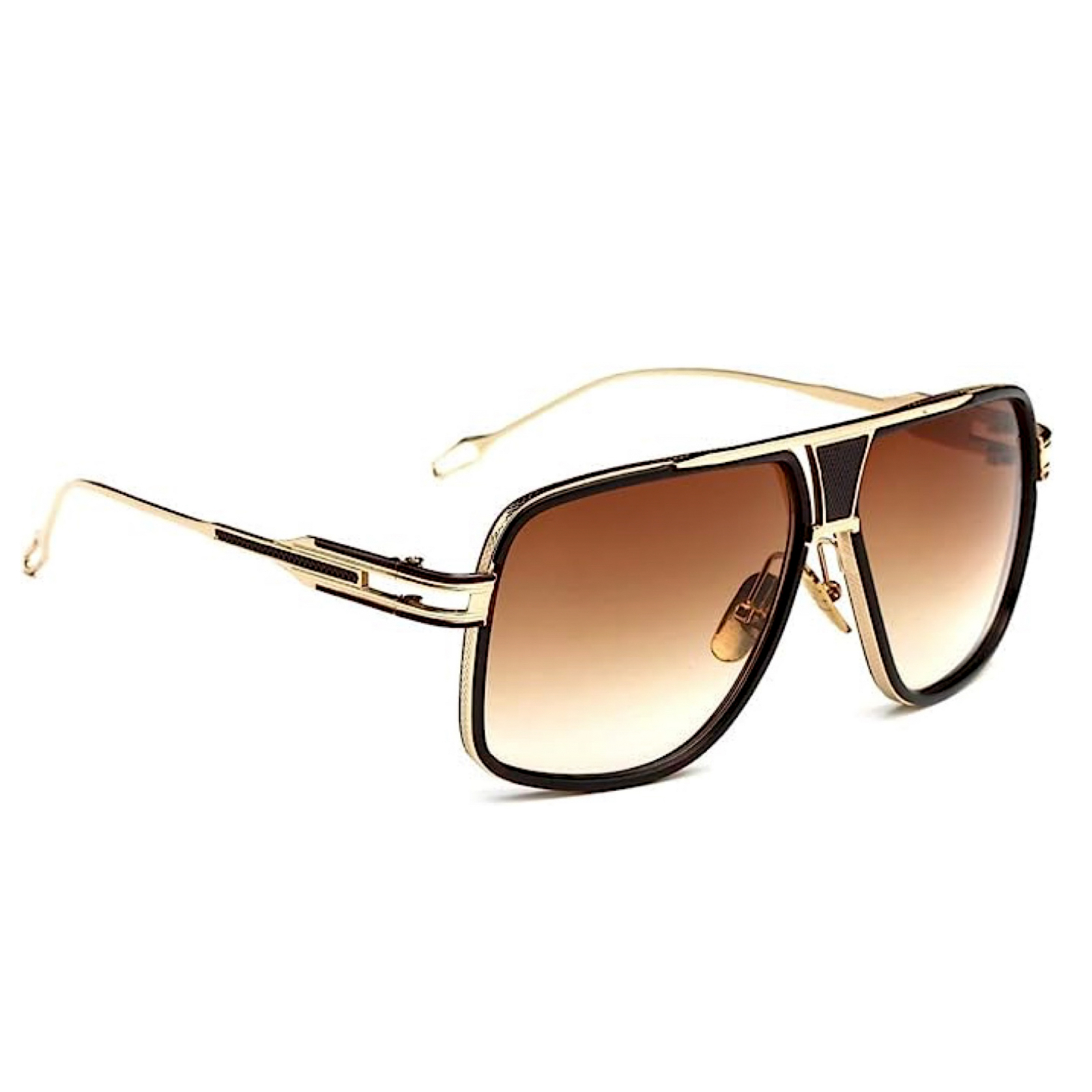 Mens Retro Aviator Classic Brown Tint Shades Gold Alloy Frame Beach Sunglasses