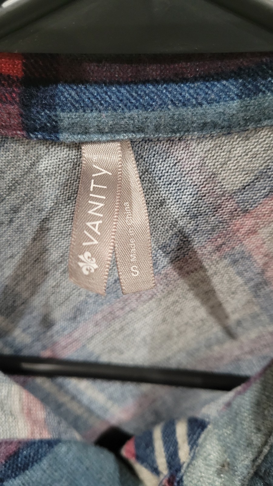 Vanity Women’s Plaid Flannel Button-Up Shirt Blue/Red/White Long Sleeve S