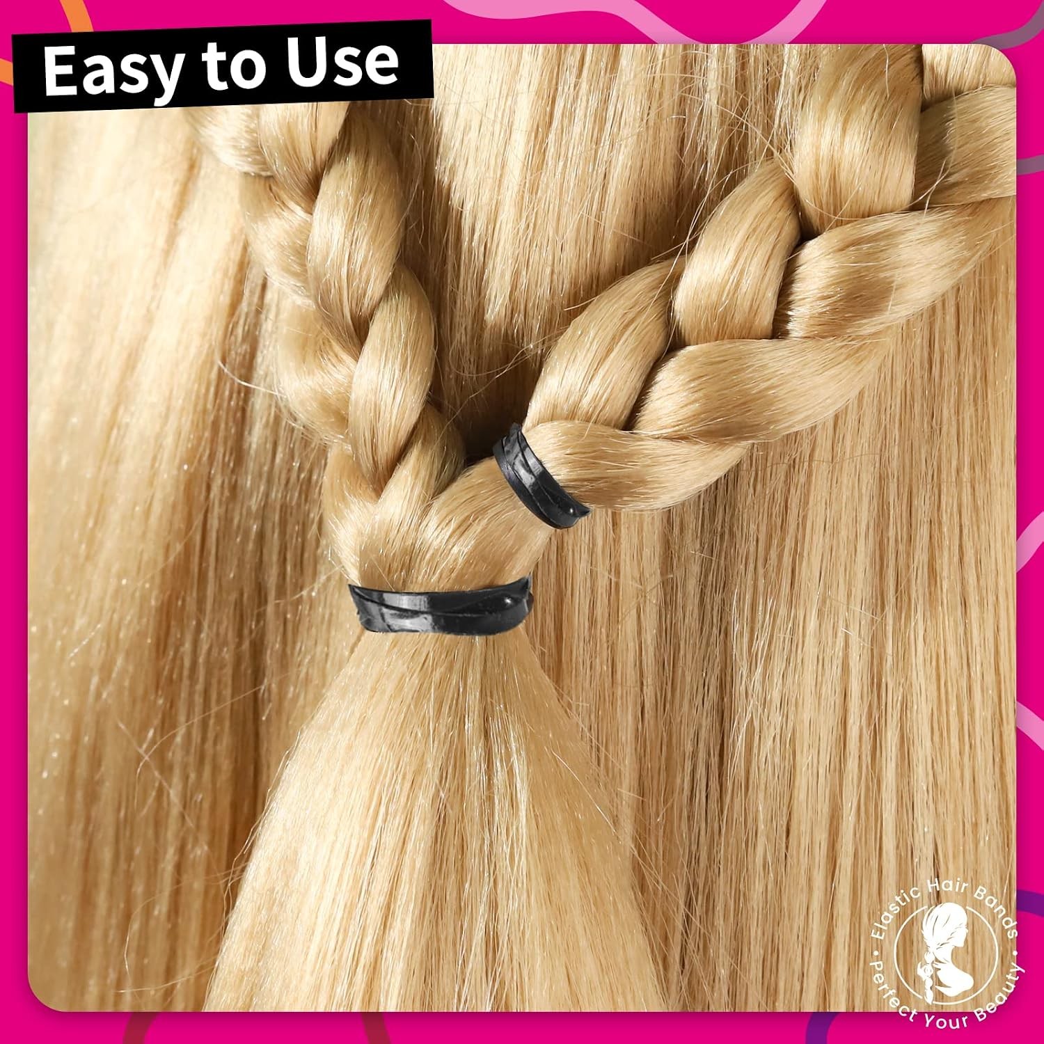 Black Elastics Ties, 300pcs Rubber Bands Hair Soft Elastic Bands