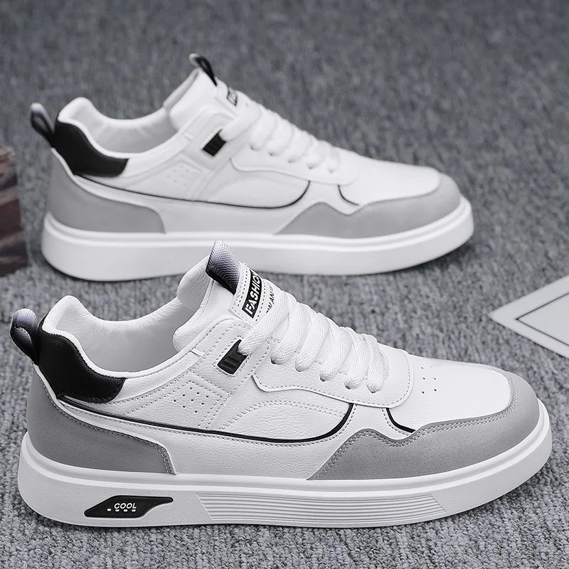 Men’s Leather Casual Sneakers Breathable Comfortable Walking Daily Wear Shoes